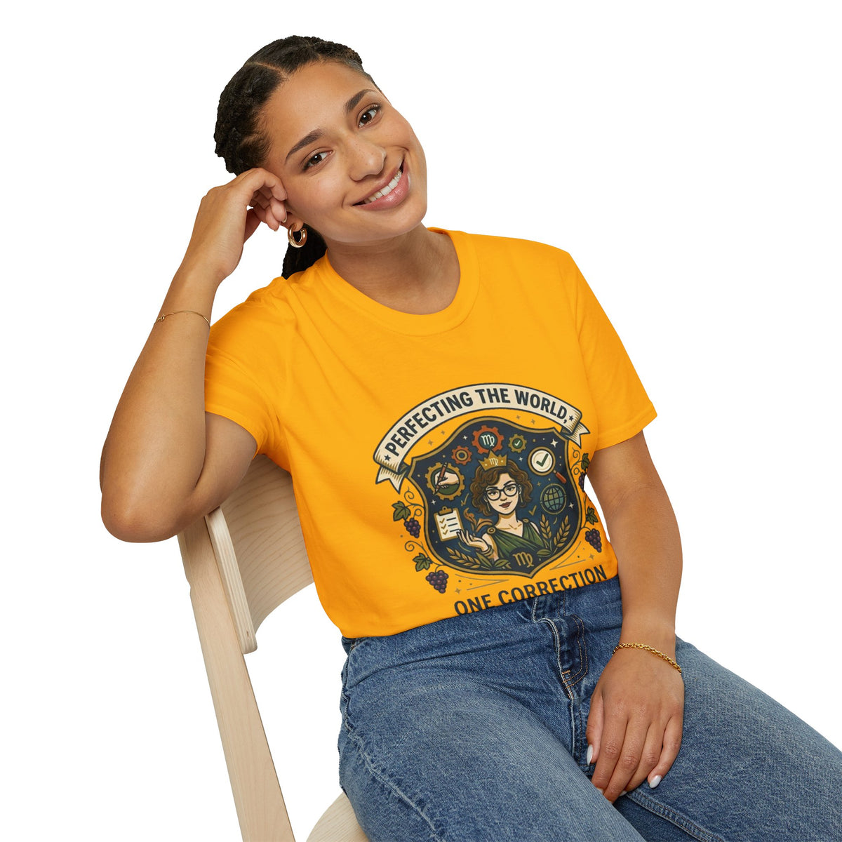 Virgo T‑Shirt — "Perfecting the World One Correction at a Time" Zodiac Tee