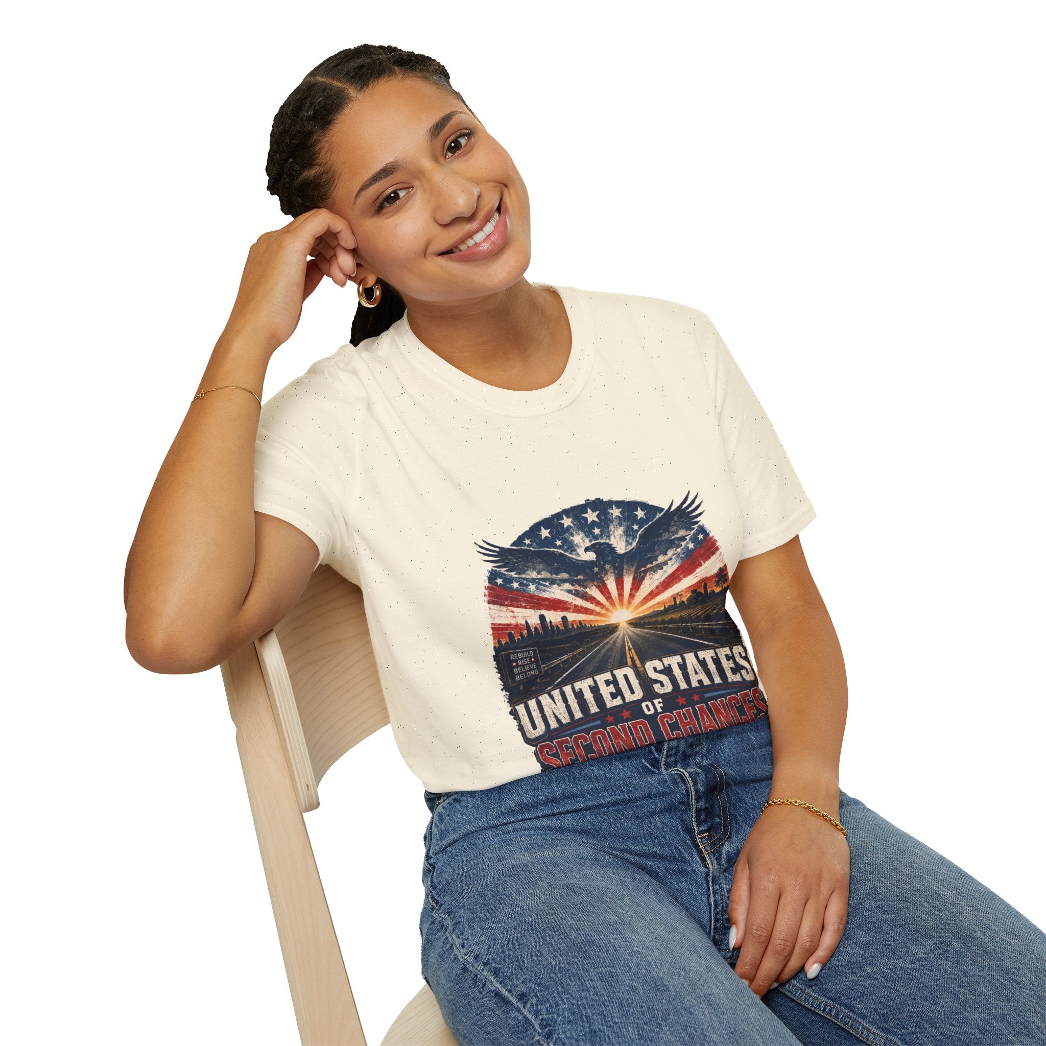 Patriotic Eagle T-Shirt — United States Skyline Vintage Flag Design