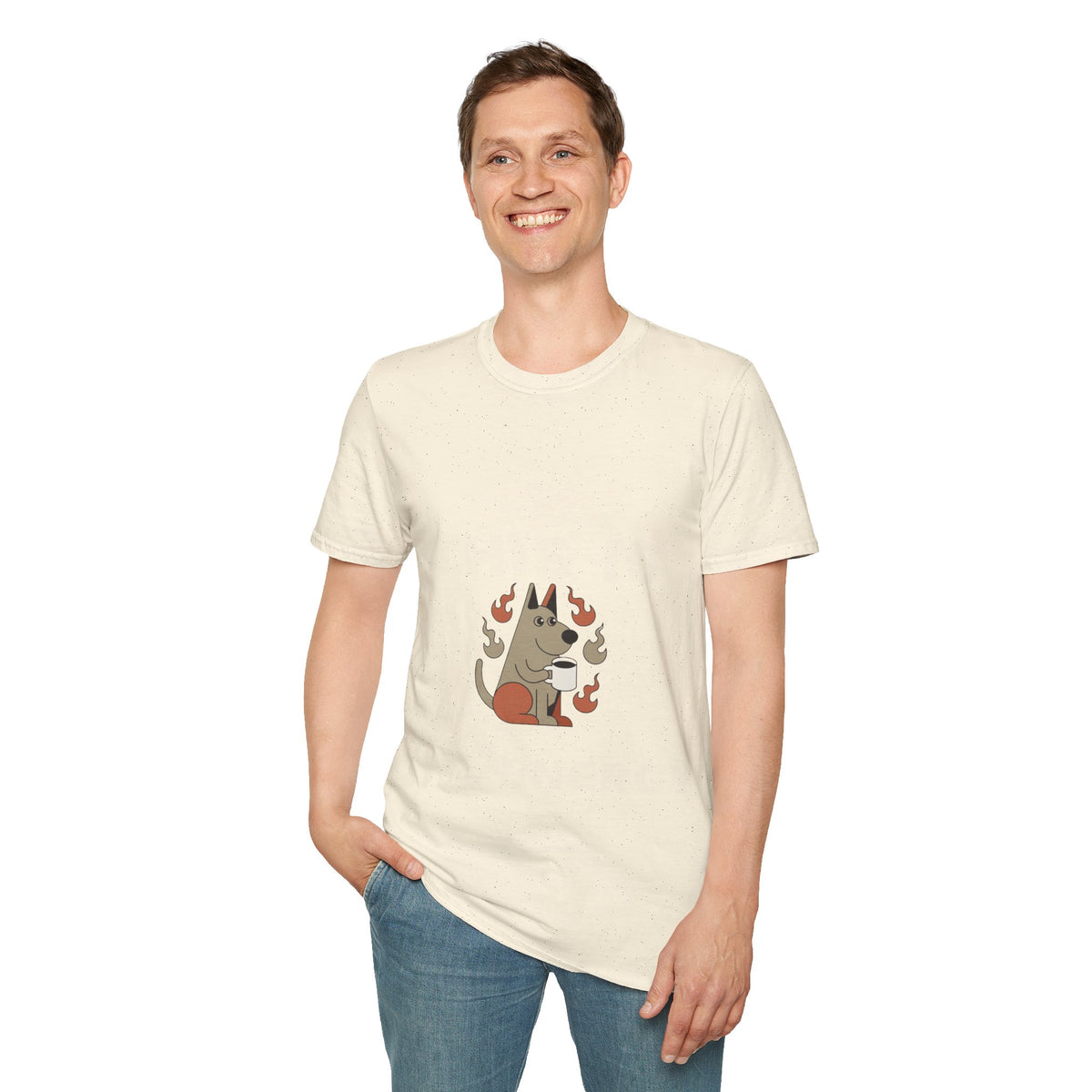 Peeking Dog T-Shirt – Cute Pup Surrounded by Flames Graphic Tee - Trending Now - September 2026