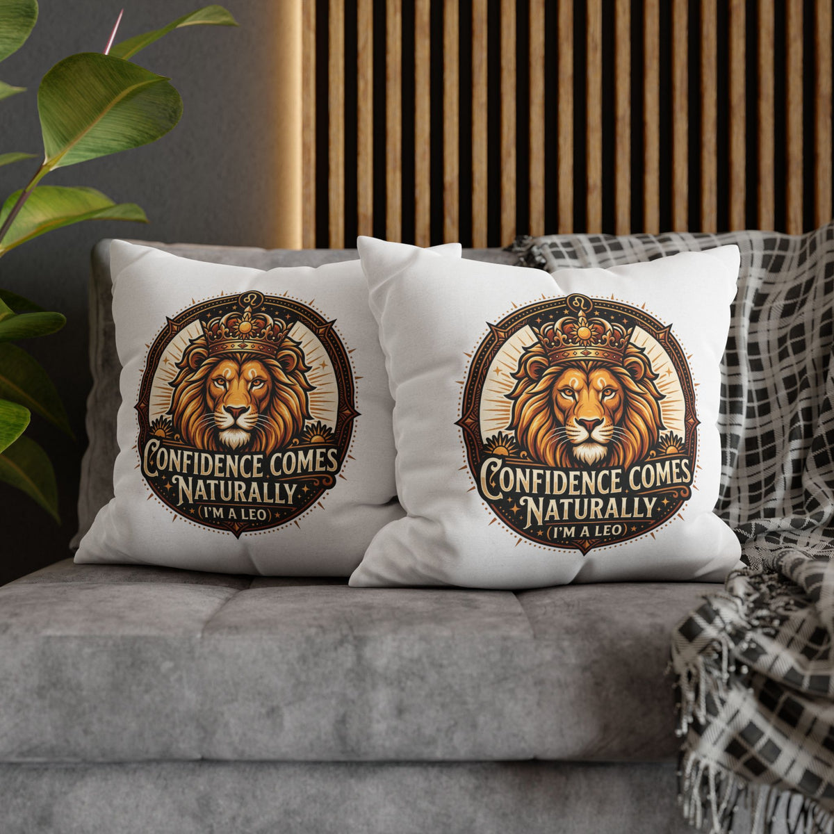 Leo Zodiac Confidence Comes Naturally Spun Polyester Square Pillowcase
