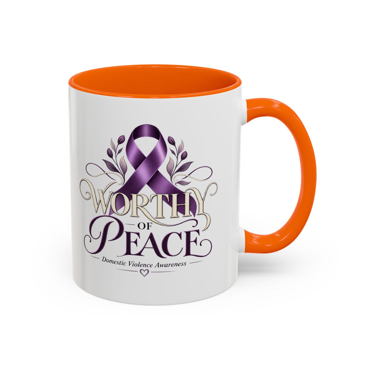 Worth of Peace Accent Coffee Mug — Domestic Violence Awareness Ribbon (11/15oz)