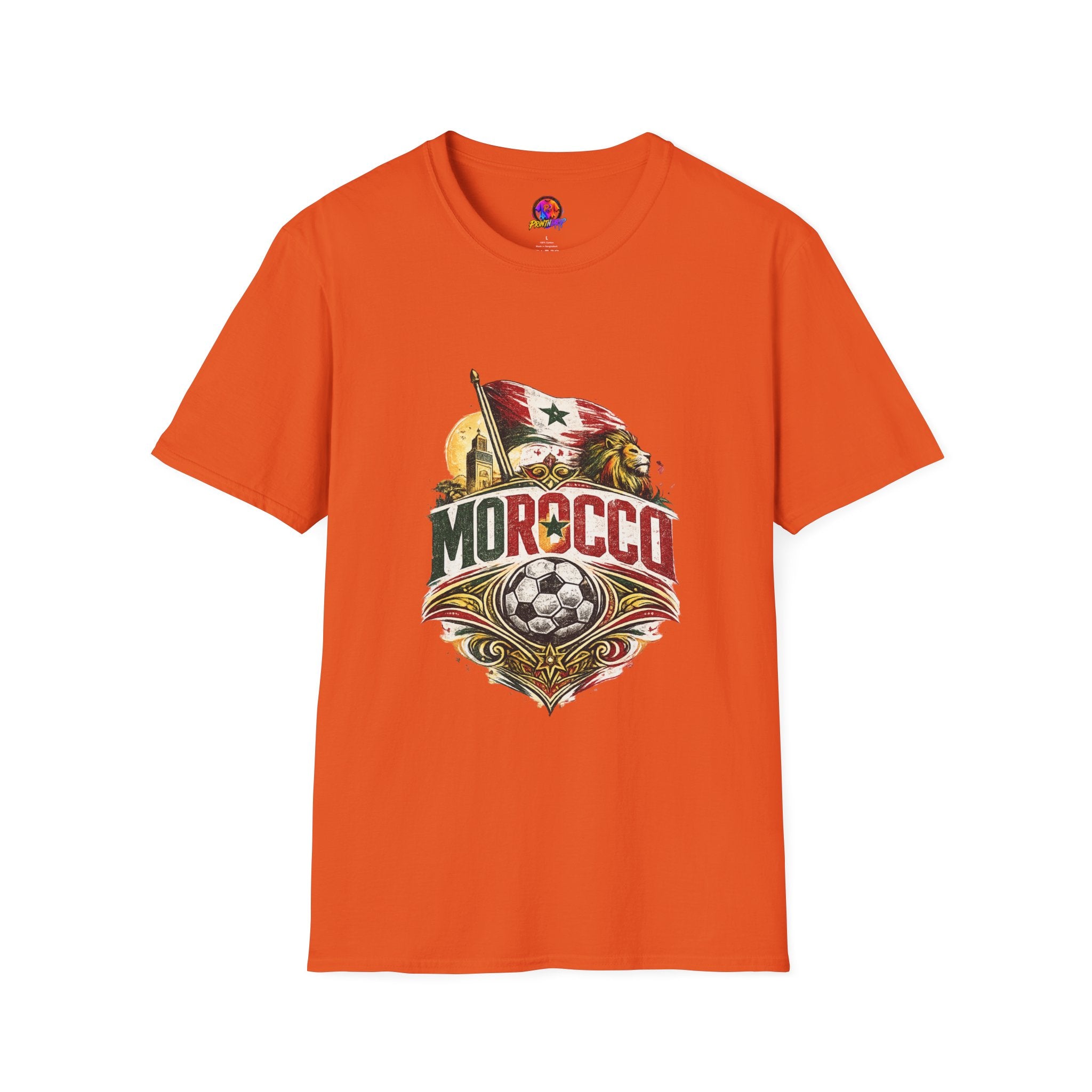 Morocco Soccer T-Shirt — Vintage Flag & Lion Football Tee