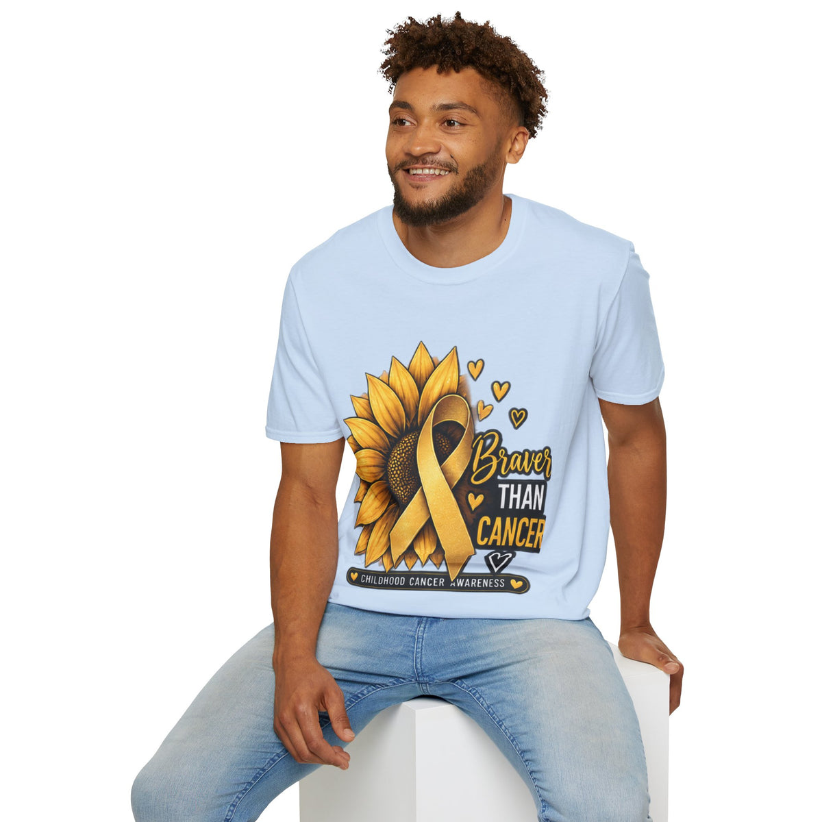 Braver Than Cancer Childhood Cancer Awareness Sunflower T-Shirt