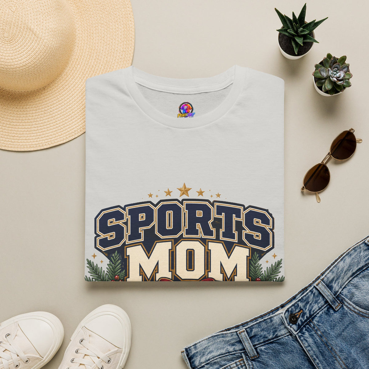 Sports Mom T‑Shirt — "Holiday Hustle" Athletic Mom Tee