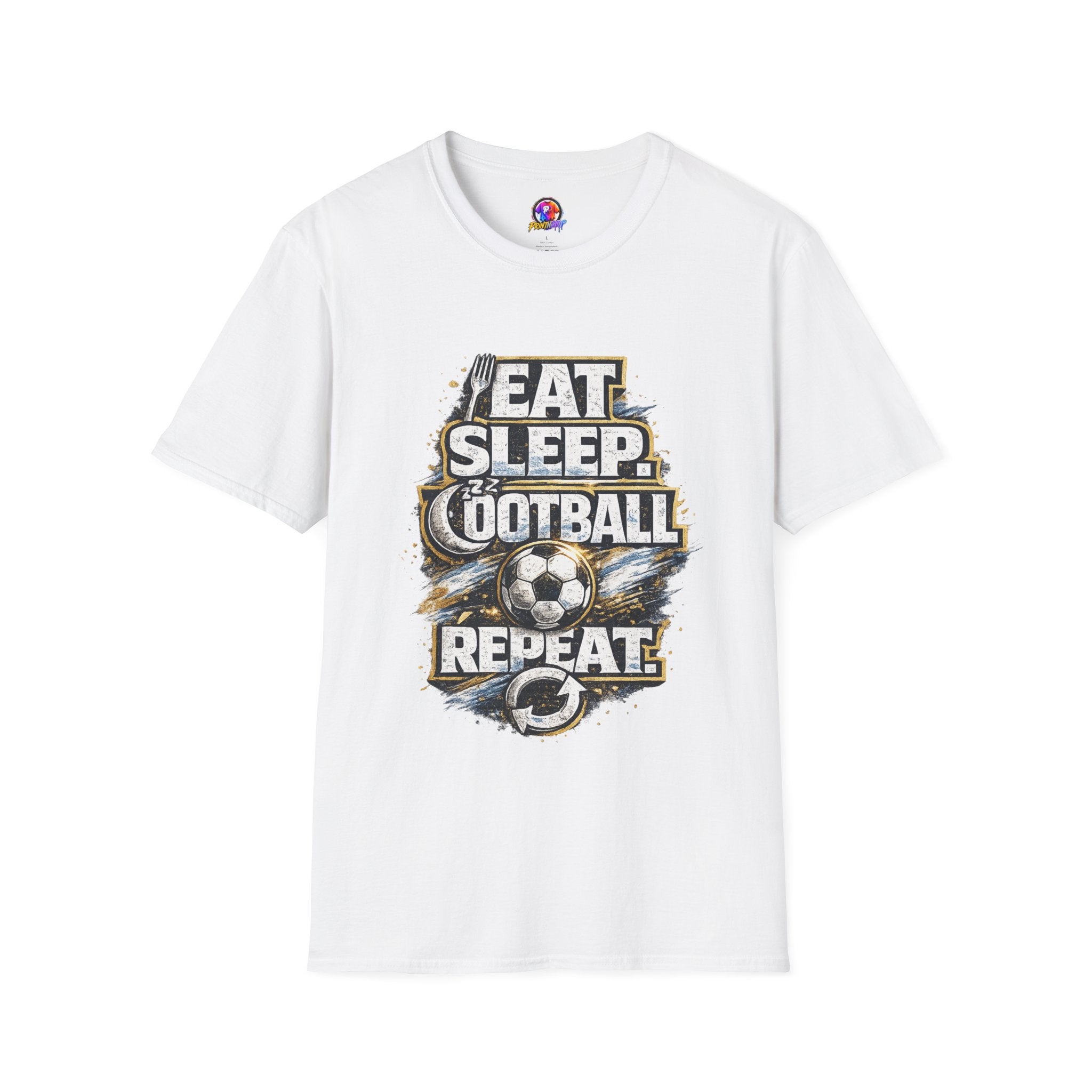Football 'Eat Sleep Football Repeat' T-Shirt — Vintage Soccer Fan Tee