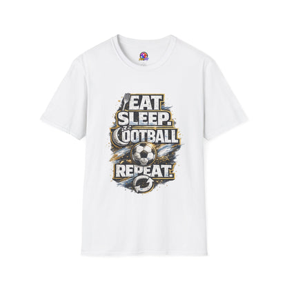 Football 'Eat Sleep Football Repeat' T-Shirt — Vintage Soccer Fan Tee