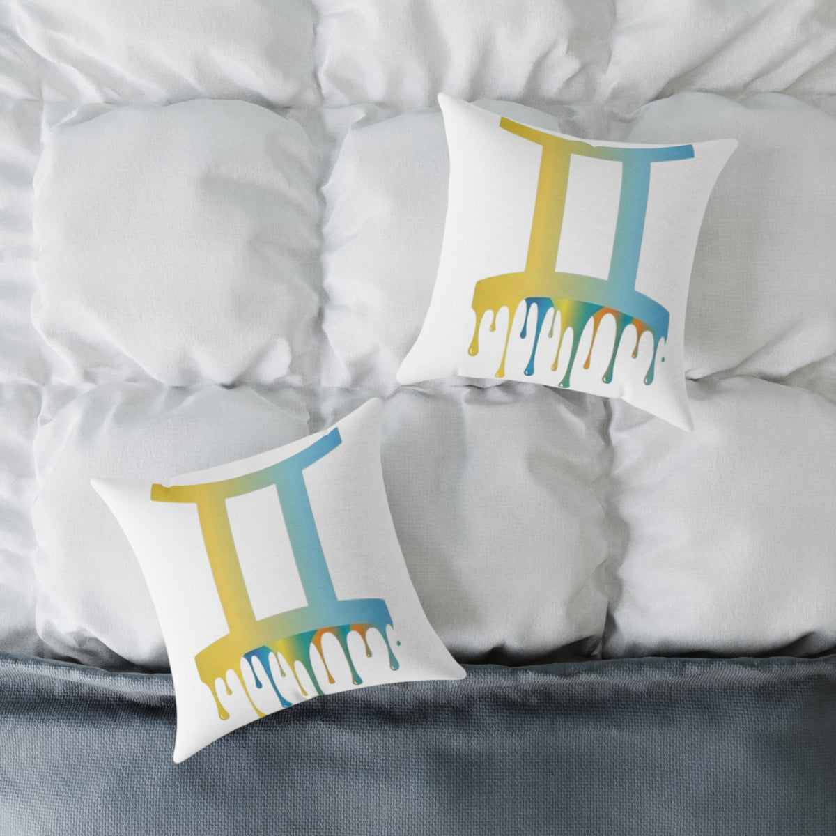 Gemini Zodiac Dripping Astrological Square Poly Canvas Pillow