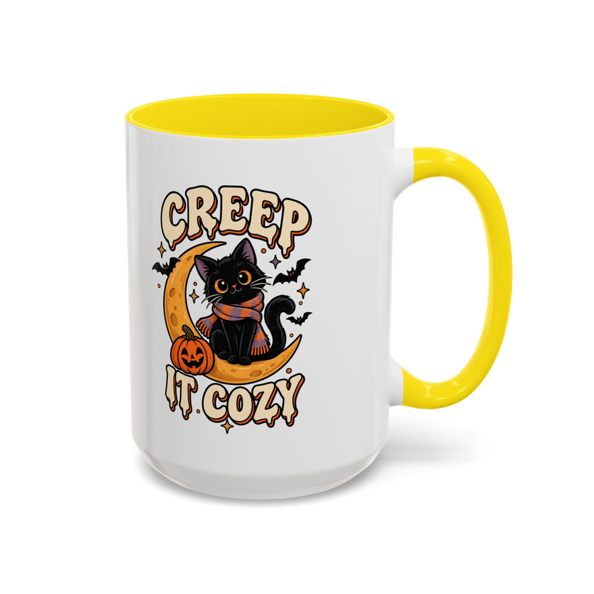 Creepy It Cozy Black Cat Halloween Accent Coffee Mug (11/15oz)