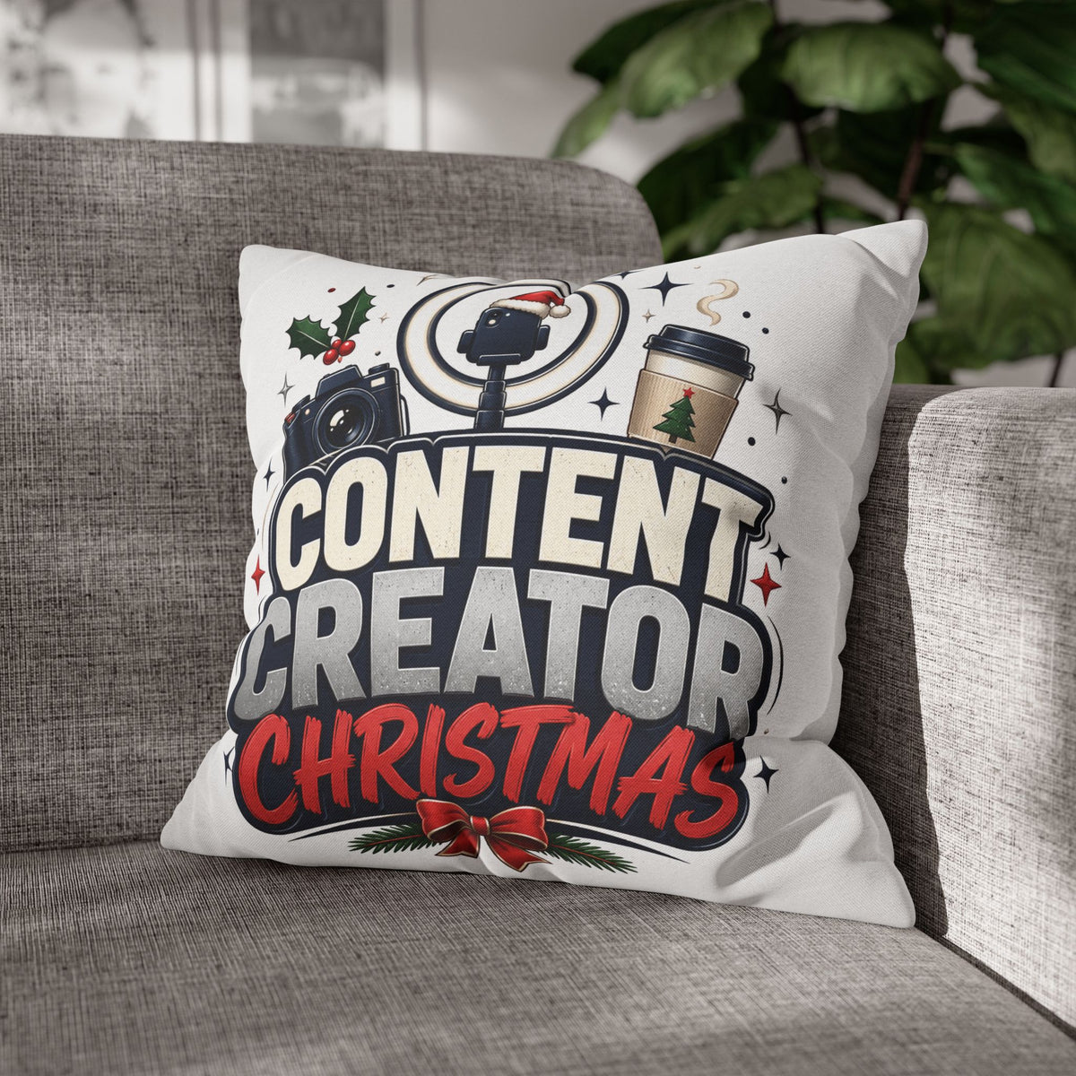Content Creator Christmas Pillowcase Modern Day Christmas  — Holiday Social Media Creator Gift