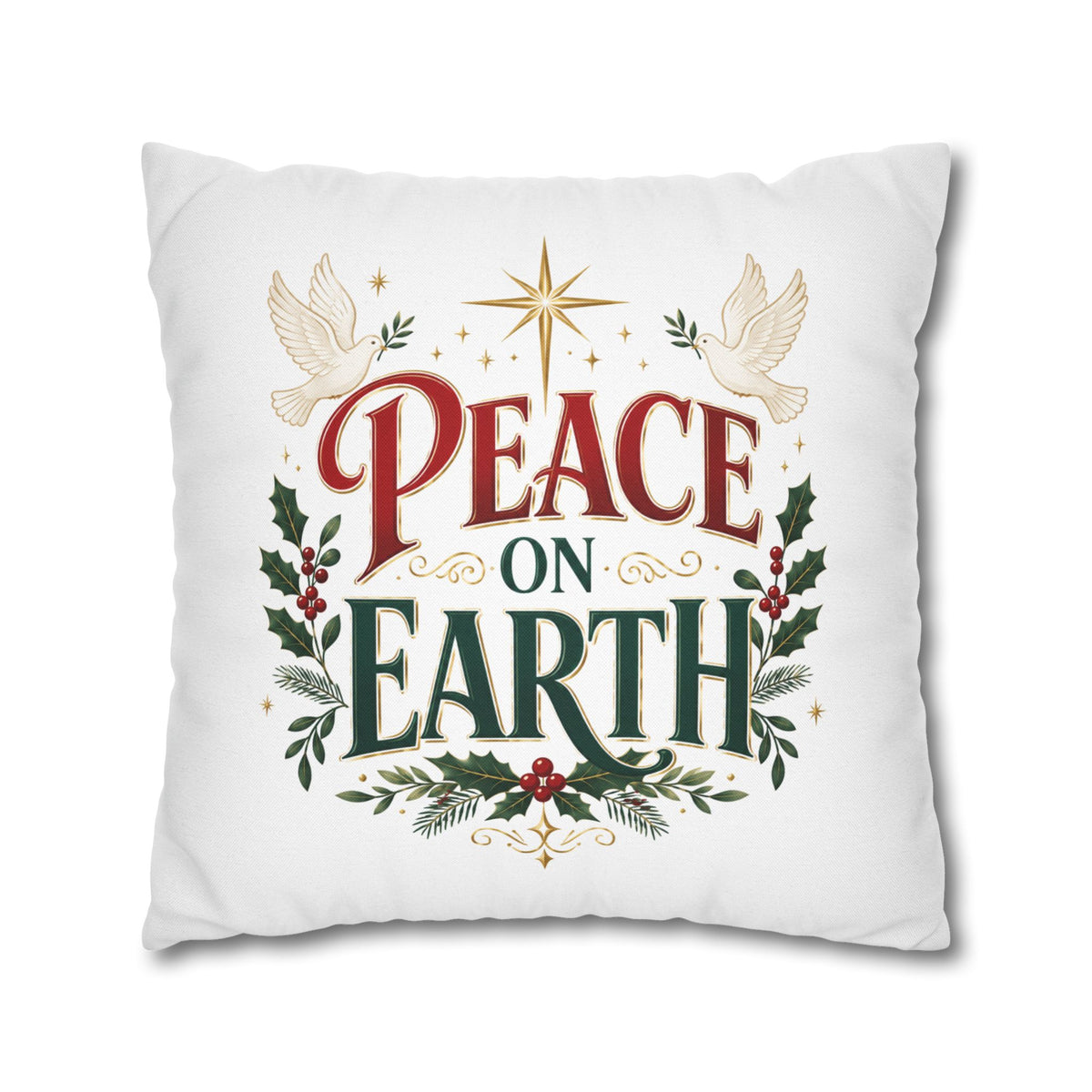 Christmas Peace on Earth Holiday Pillowcase — Christmas Decorative Throw Pillow Cover