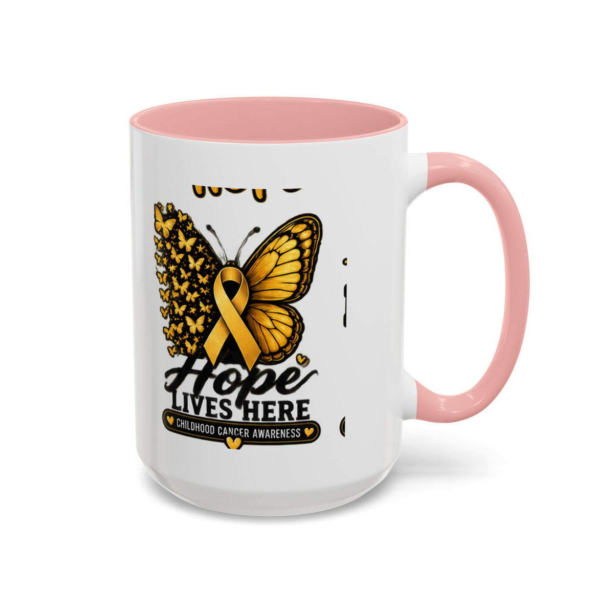 Children’s Cancer Awareness Accent Coffee Mug — "Hope Lives Here" (11/15oz)