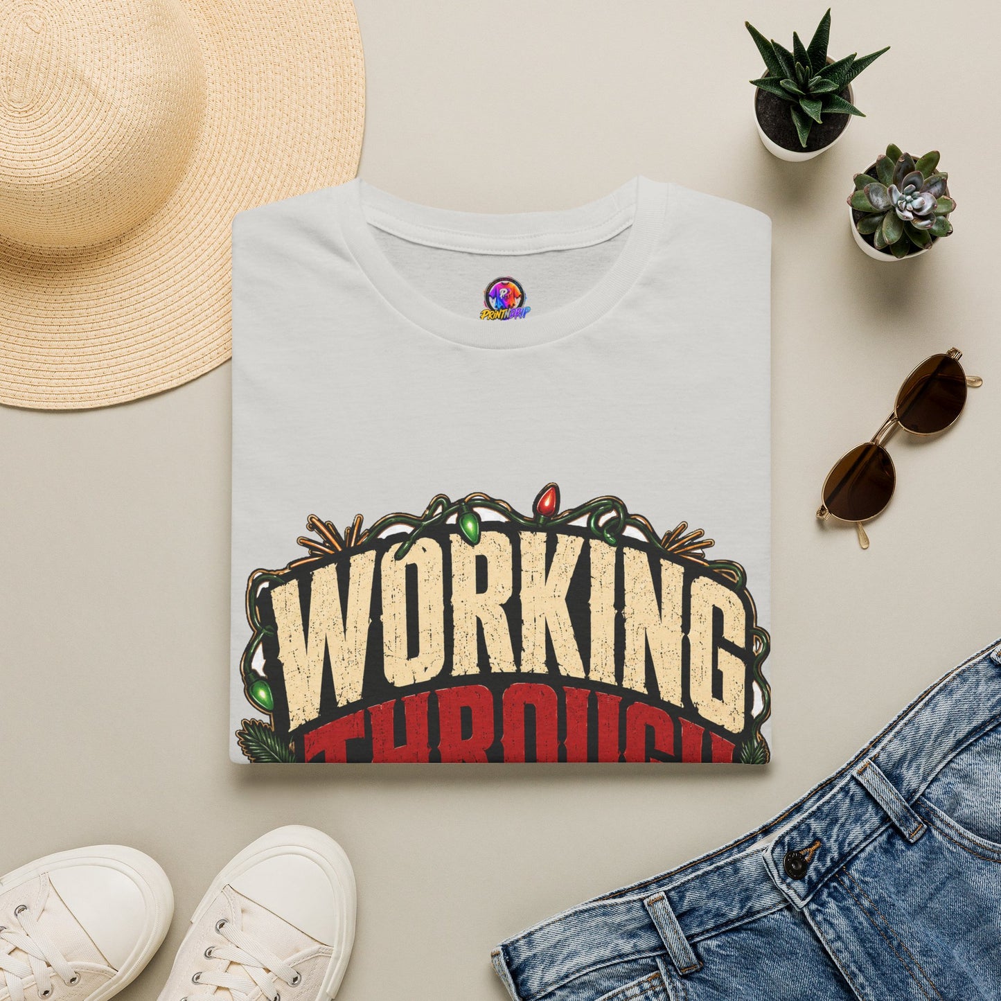 Working Through Christmas T-Shirt — Funny Holiday Nurse/Worker Gift