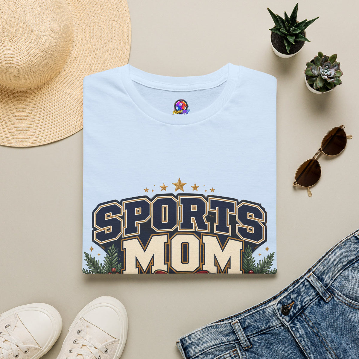 Sports Mom T‑Shirt — "Holiday Hustle" Athletic Mom Tee