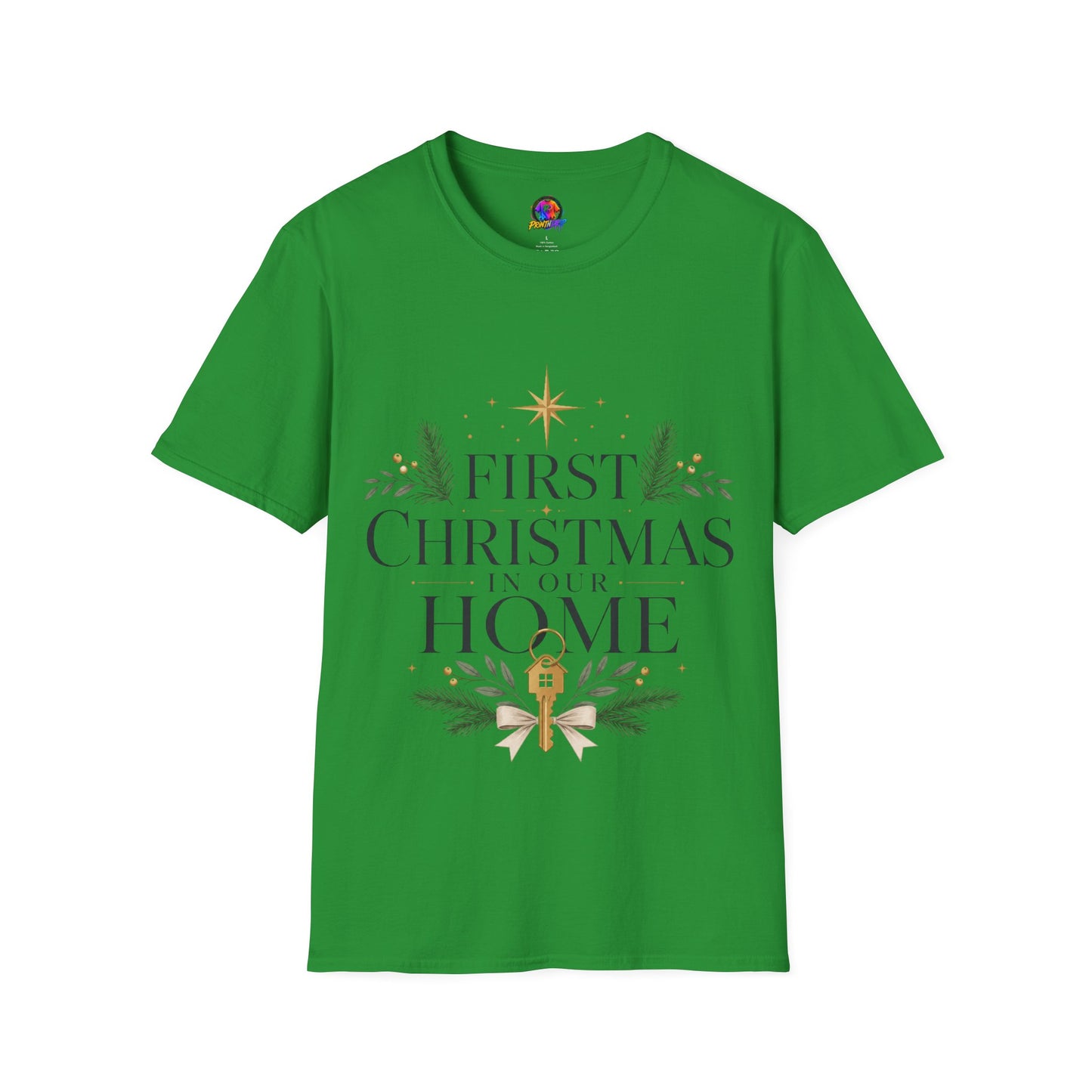 First Christmas T-Shirt — 'First Christmas in Our Home' Elegant Holiday Tee