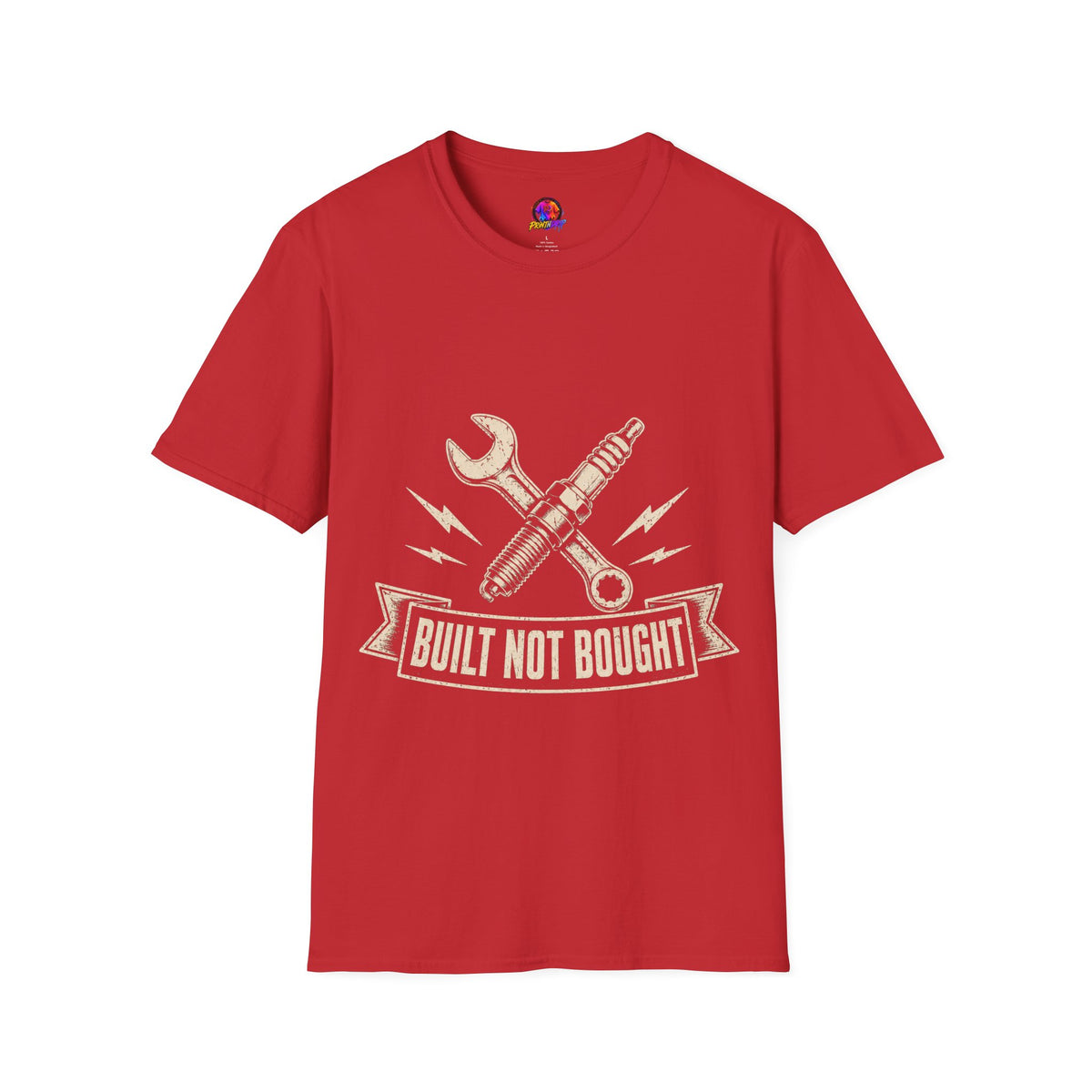 Built Not Bought T-Shirt — Vintage Mechanic Spark Plug & Wrench Tee for DIY Car Enthusiasts