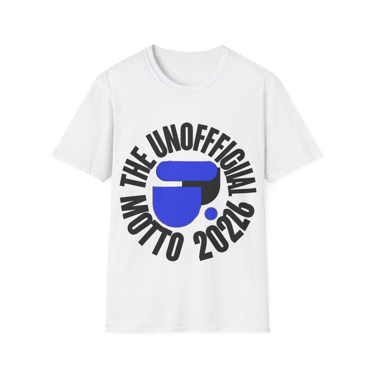 "The Unofficial Motto 2026" Retro Circular Tee | Blue Abstract Emblem T-Shirt - Trending Now - September 2026