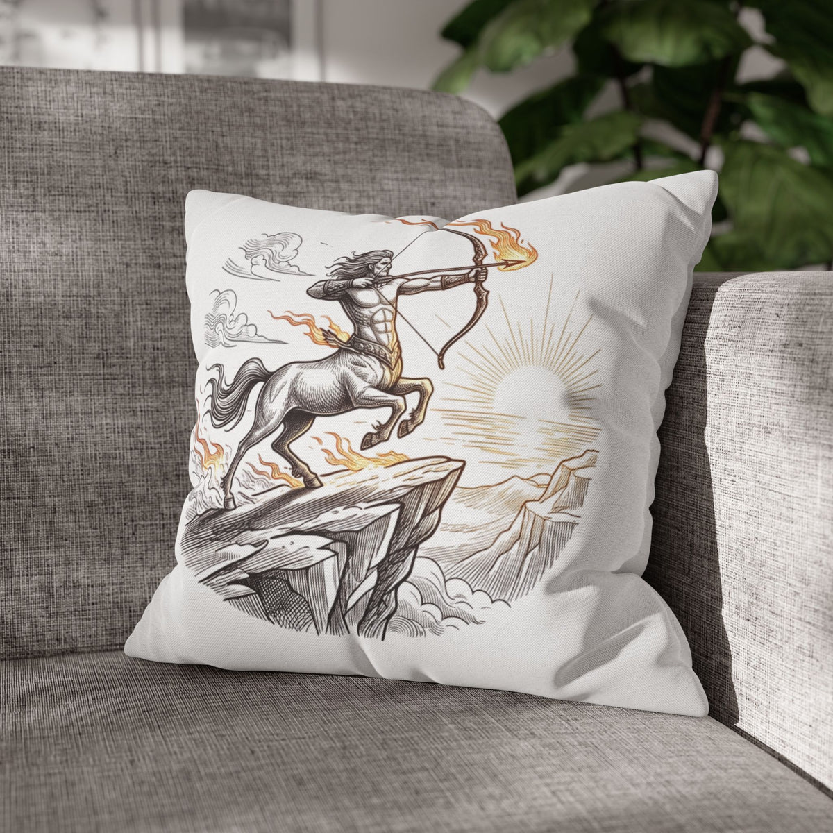 Sagittarius Centaur Archery Throw Pillow - Zodiac Mythology Decorative Pillowcase
