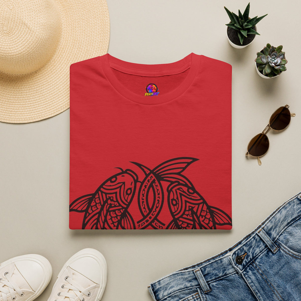 Pisces Zodiac Koi Fish Mandala T-Shirt — Intricate Zen koi Circle Design
