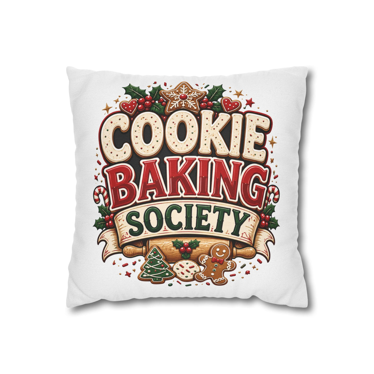 Christmas Cookie Baking Squad Pillowcase — Holiday Decorative Throw Pillow Cover
