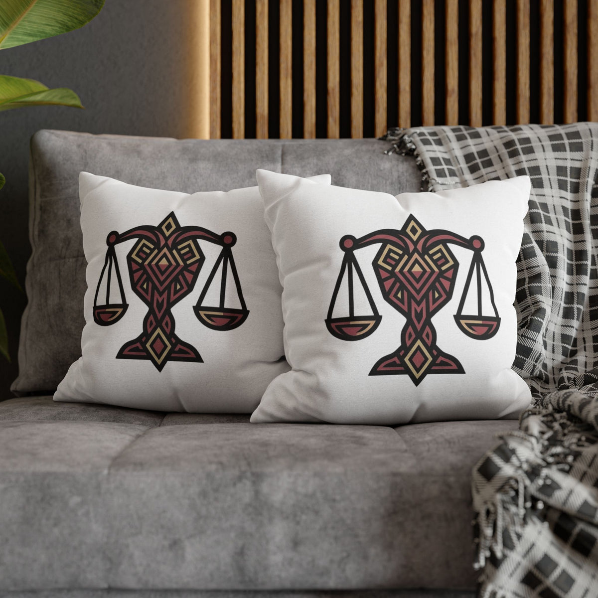 Libra Scales Decorative Pillowcase – Zodiac Balance Throw Pillow Cover