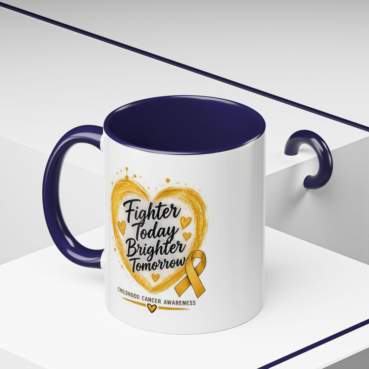 Childhood Cancer Awareness Coffee Mug – "Fighter Today Brighter Tomorrow" (Accent 11/15oz)