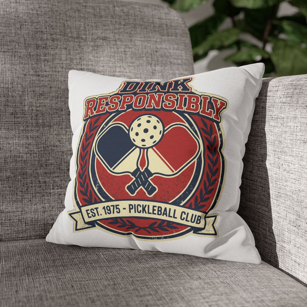 Funny Dink Responsibly Pickleball Club Pillowcase — Retro Pickleball Paddle Throw Pillow