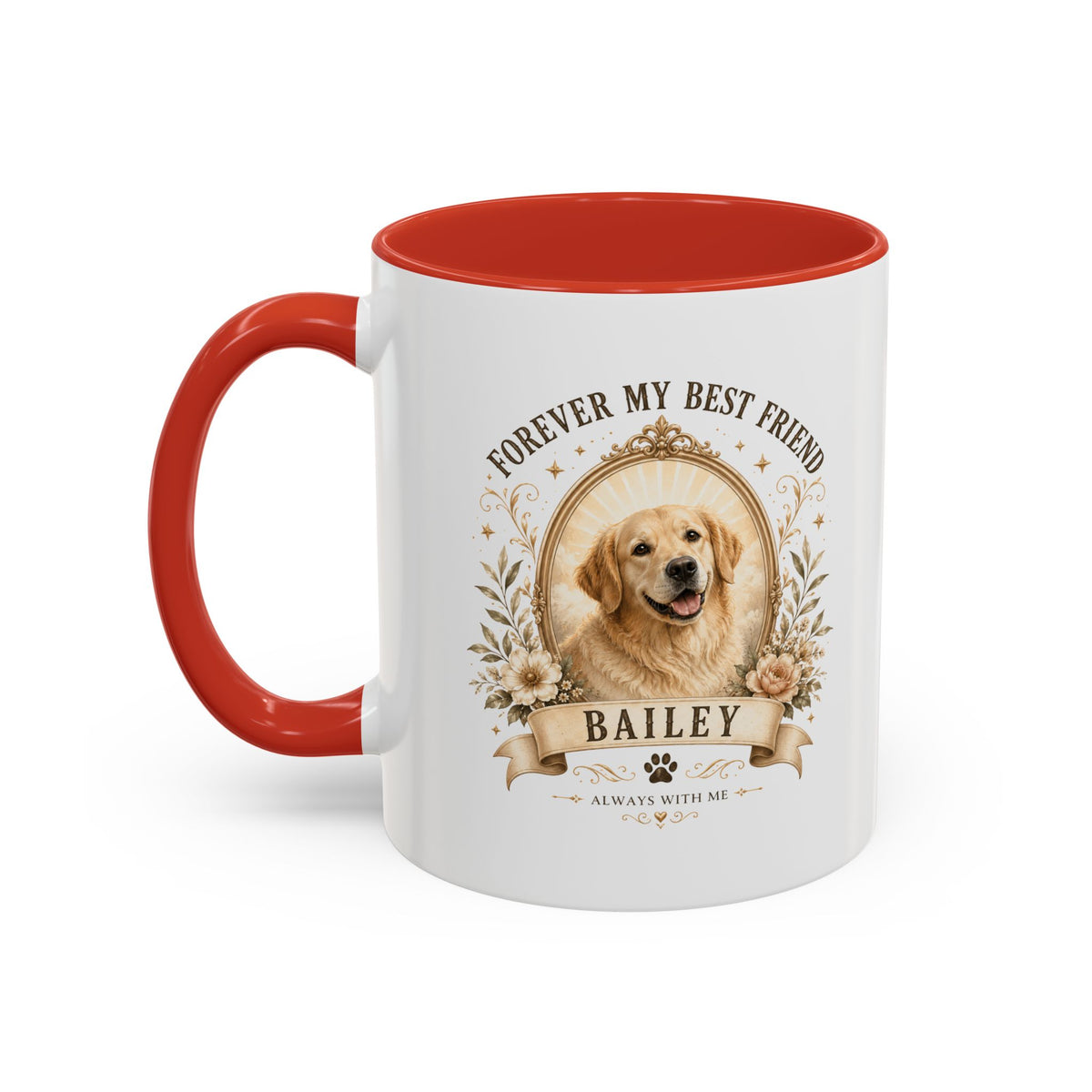Milo Bailey Dog Dad Mom Personalized Dog Coffee Mug – "Forever My Best Friend" Golden Retriever Memorial Accent Mug
