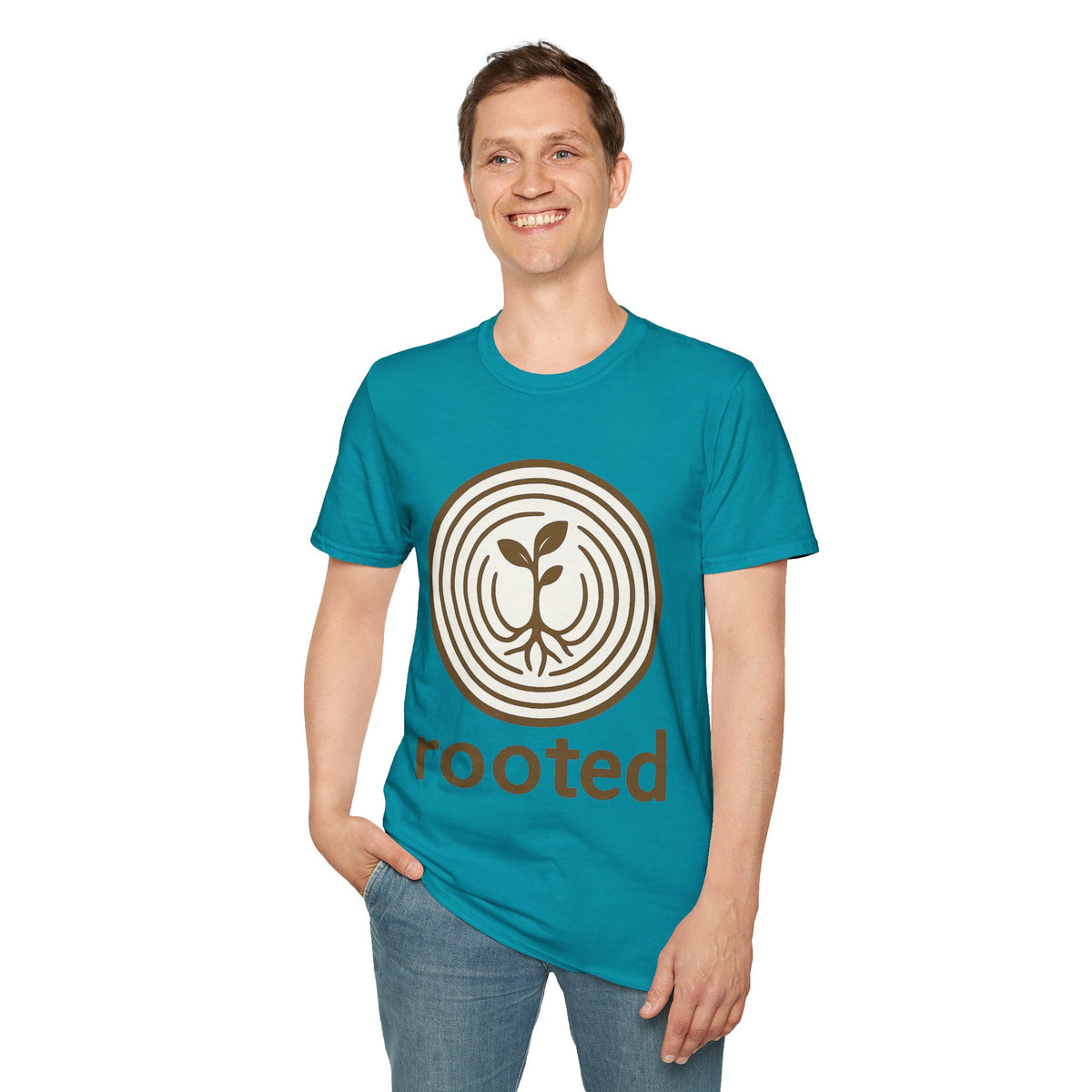"Rooted" Retro Tree Ring Sapling Tee - Minimalist Earthy Growth Nature White T-Shirt - Trending Now - September 2026