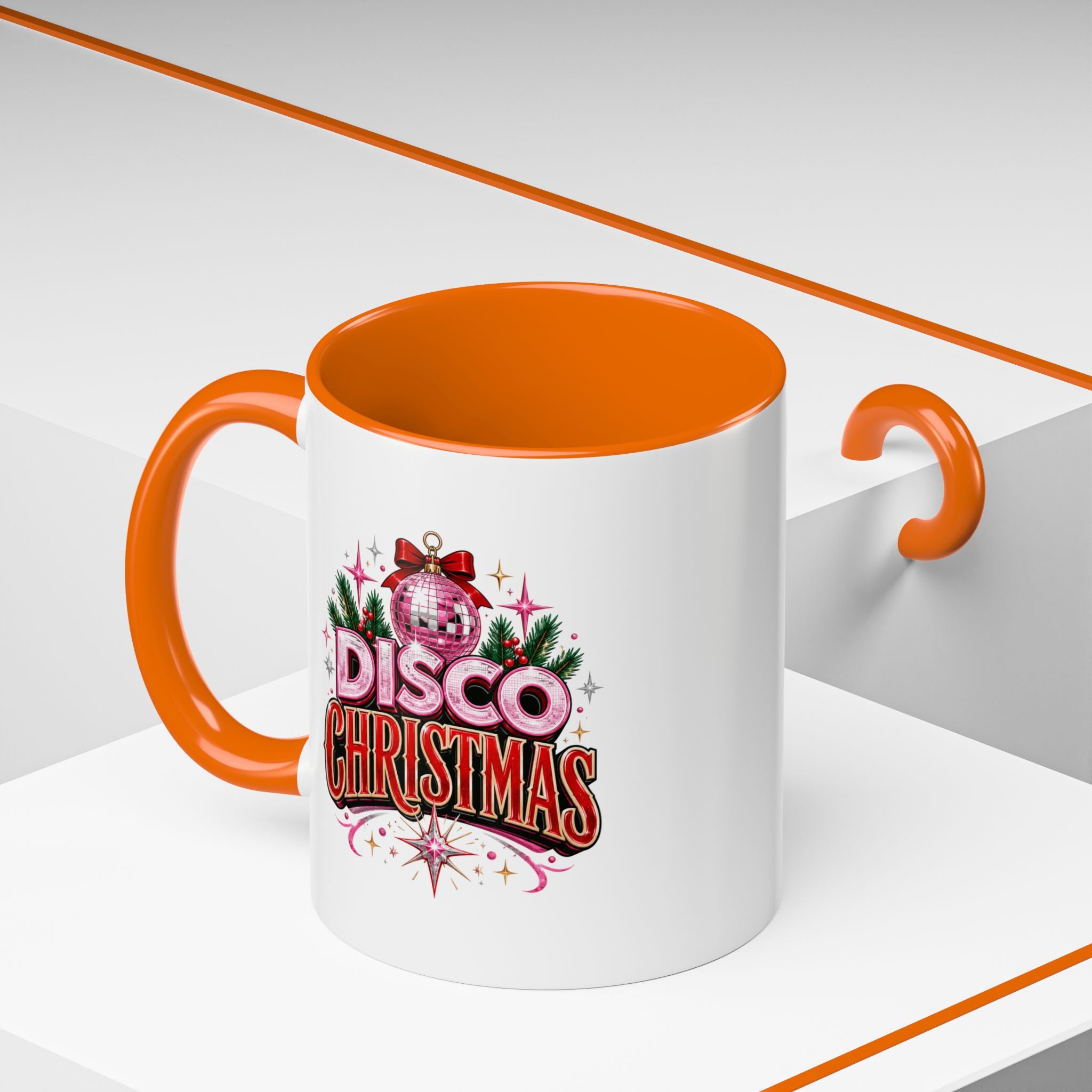 Disco Christmas Coffee Mug — Retro Holiday Disco Ball Christmas Tree Accent Mug