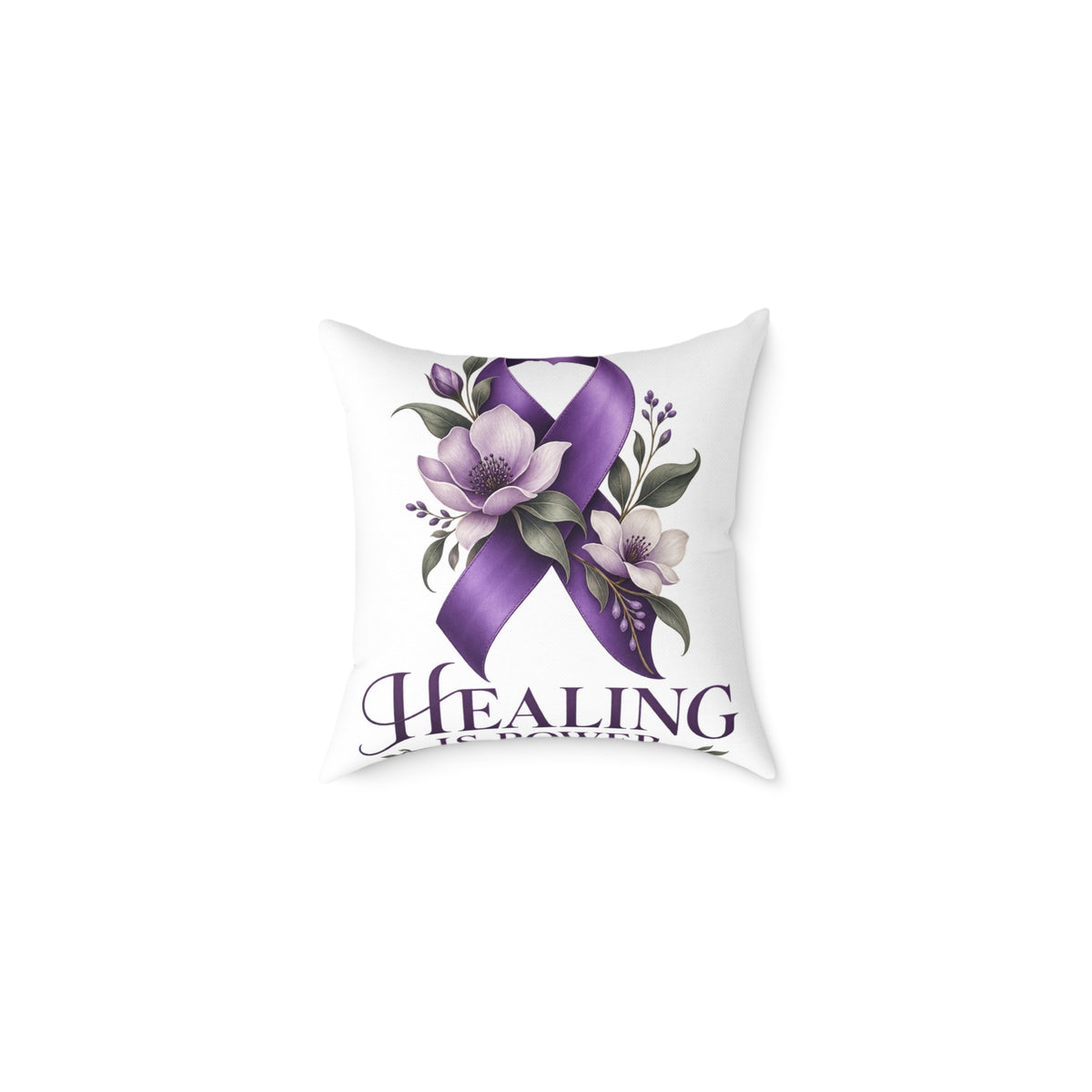 Healing Purple Domestic Violence Awareness Ribbon Pillow — Floral Support Decorative Throw