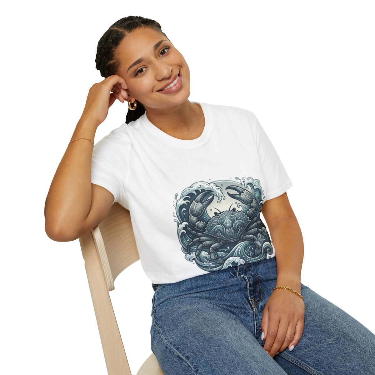 Cancer Zodiac Crab & Waves T-Shirt — Nautical Ocean Art Tee