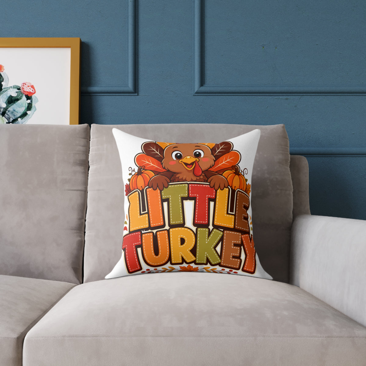 Little Turkey Thanksgiving Pillow — Cute Kids Holiday Throw Pillow