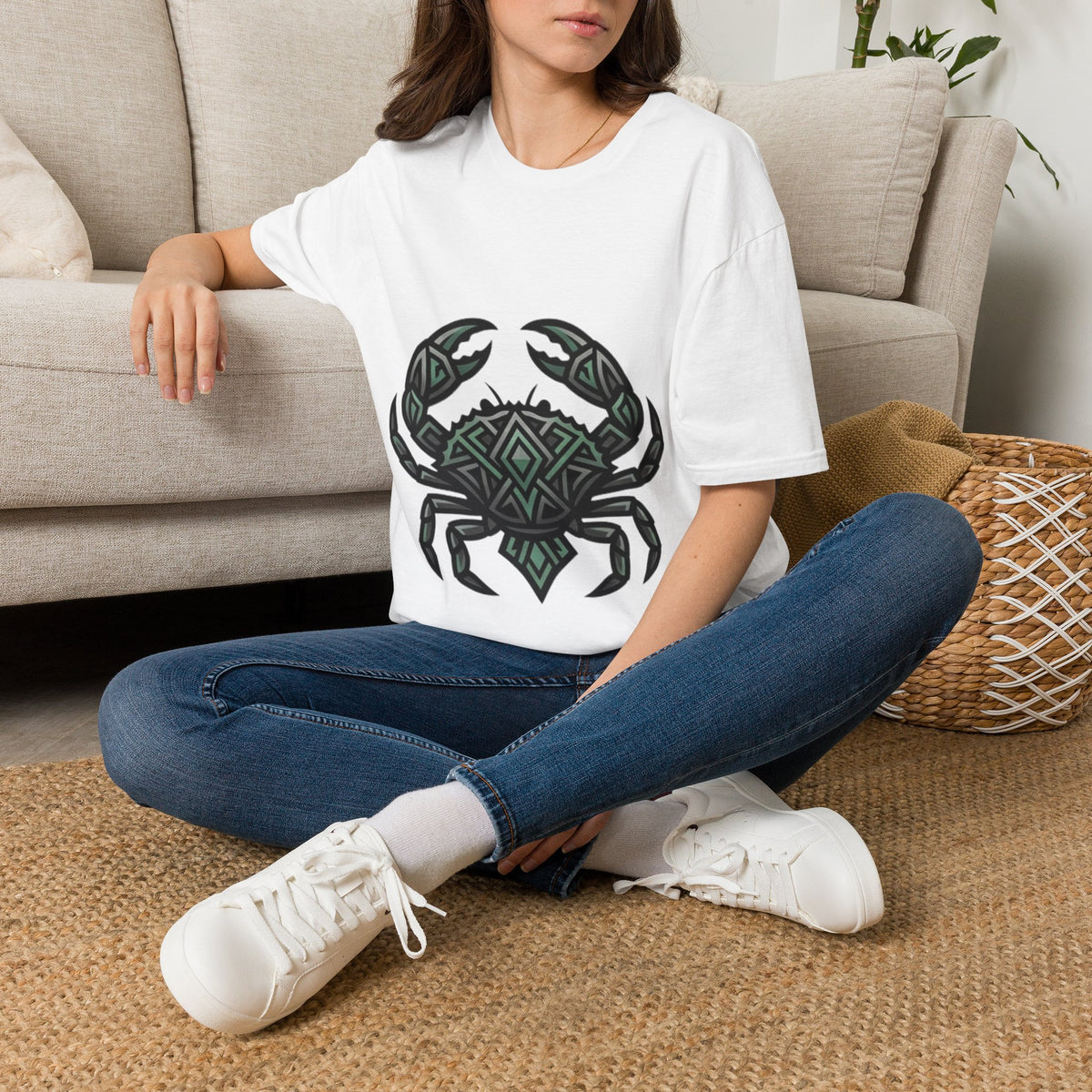 Cancer Zodiac Crab Tribal Graphic T-Shirt — Nautical Beachy Zodiac Style