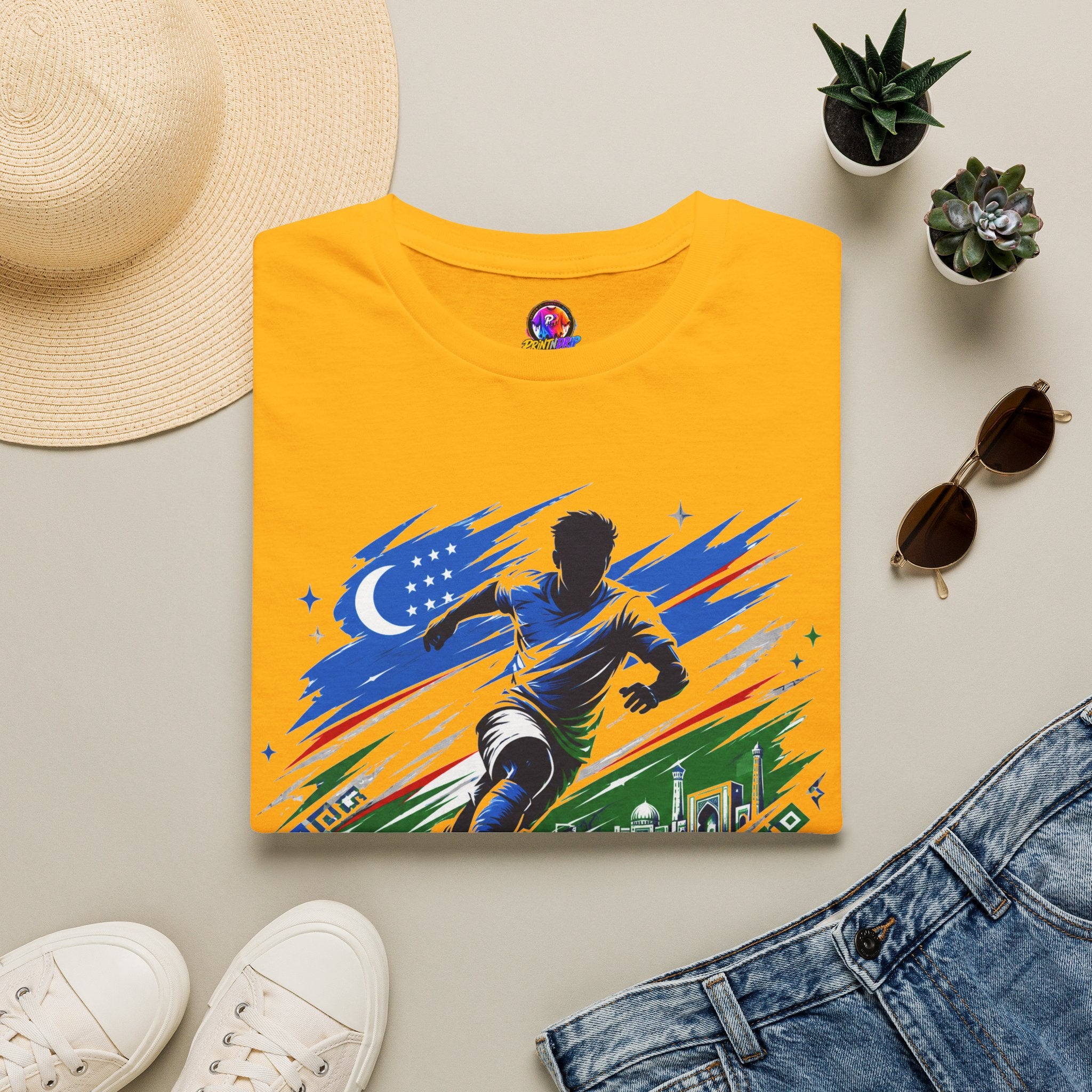 Silk Road Strike Soccer T-Shirt — Uzbekistan Football Graphic Tee