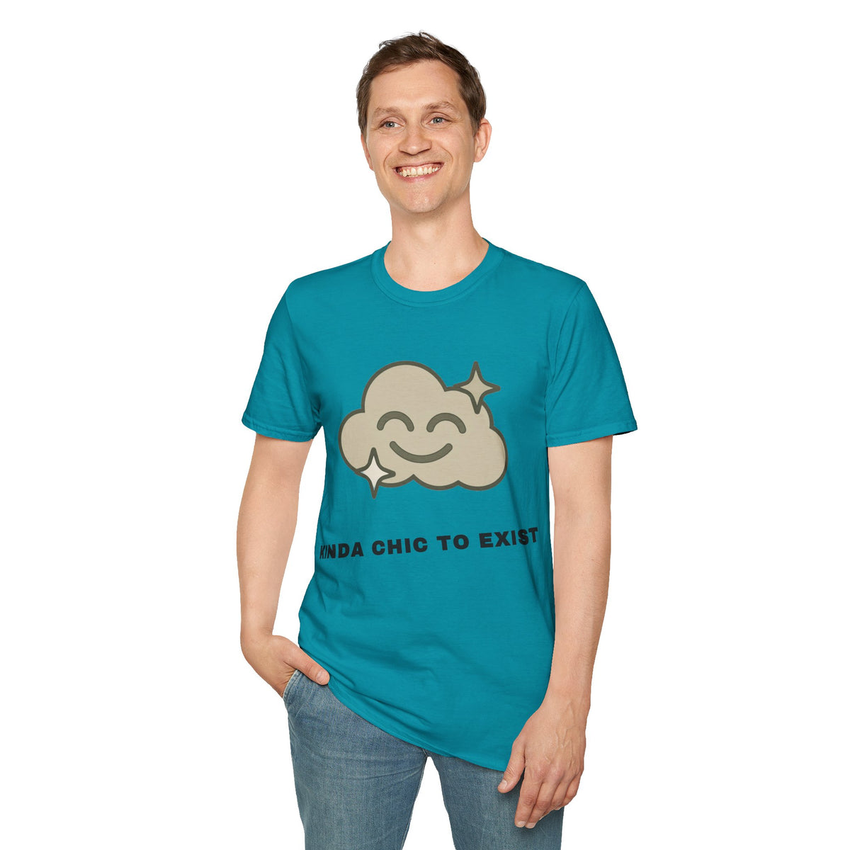 T-Shirt — "Kinda Chic to Exist" Smiling Cloud Graphic Tee - Trending Now - September 2026