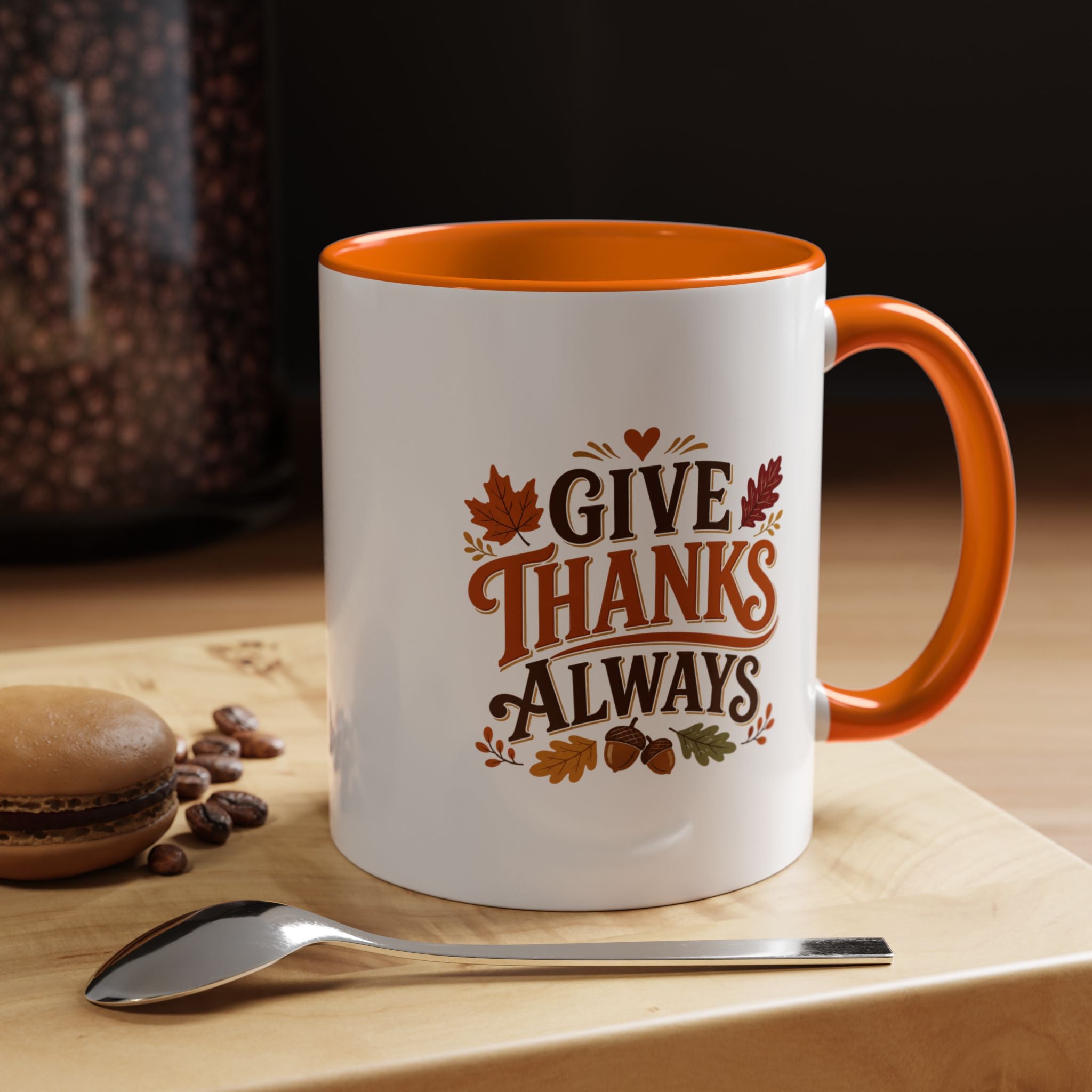 Thanksgiving Mug Give Thanks Always Accent Coffee Mug — Thanksgiving Autumn Ceramic Mug
