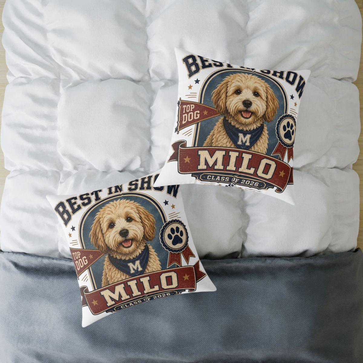 Best in Show Personalized Dog Pillow  Milo Bailey Dog Dad Mom — Milo Name Pet Throw Pillow