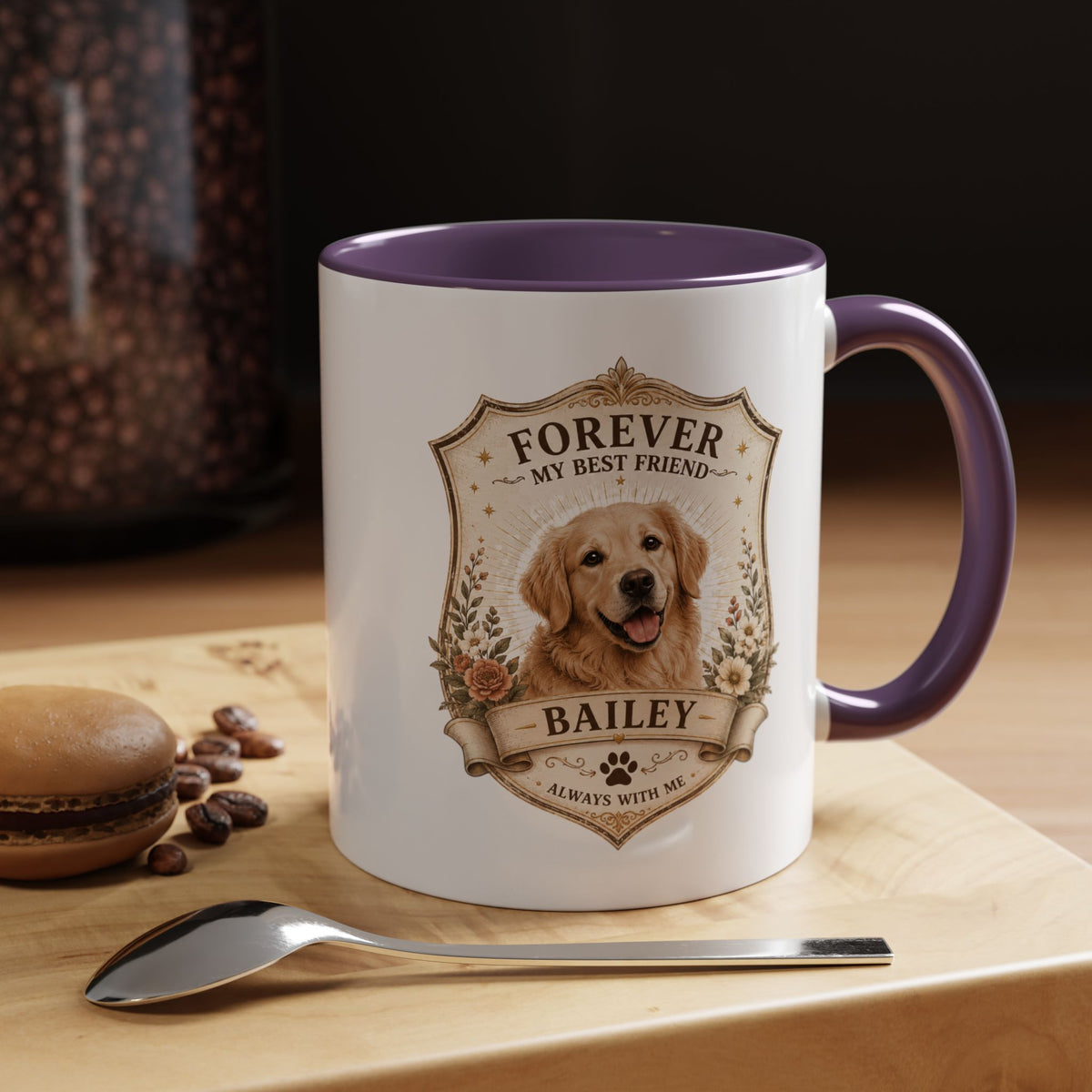 Milo Bailey Dog Dad Mom Golden Retriever Memorial Coffee Mug – “Forever My Best Friend” Personalized Dog Tribute
