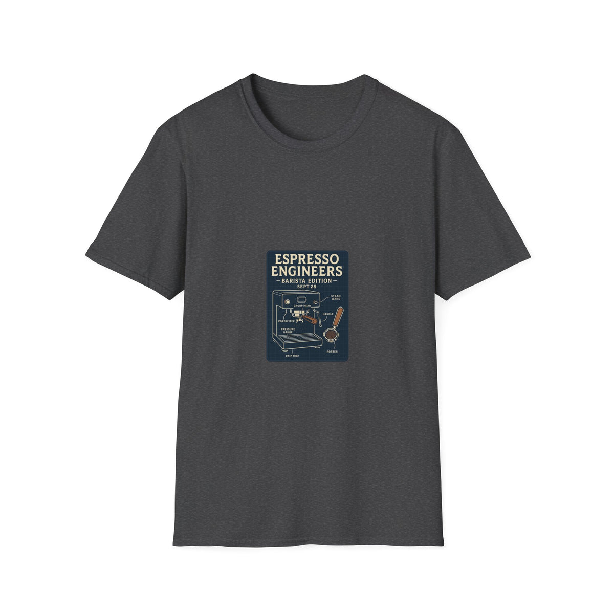 Espresso Engineers Vintage Coffee Machine Graphic Tee, Retro Barista T-Shirt - Trending Now - September 2026