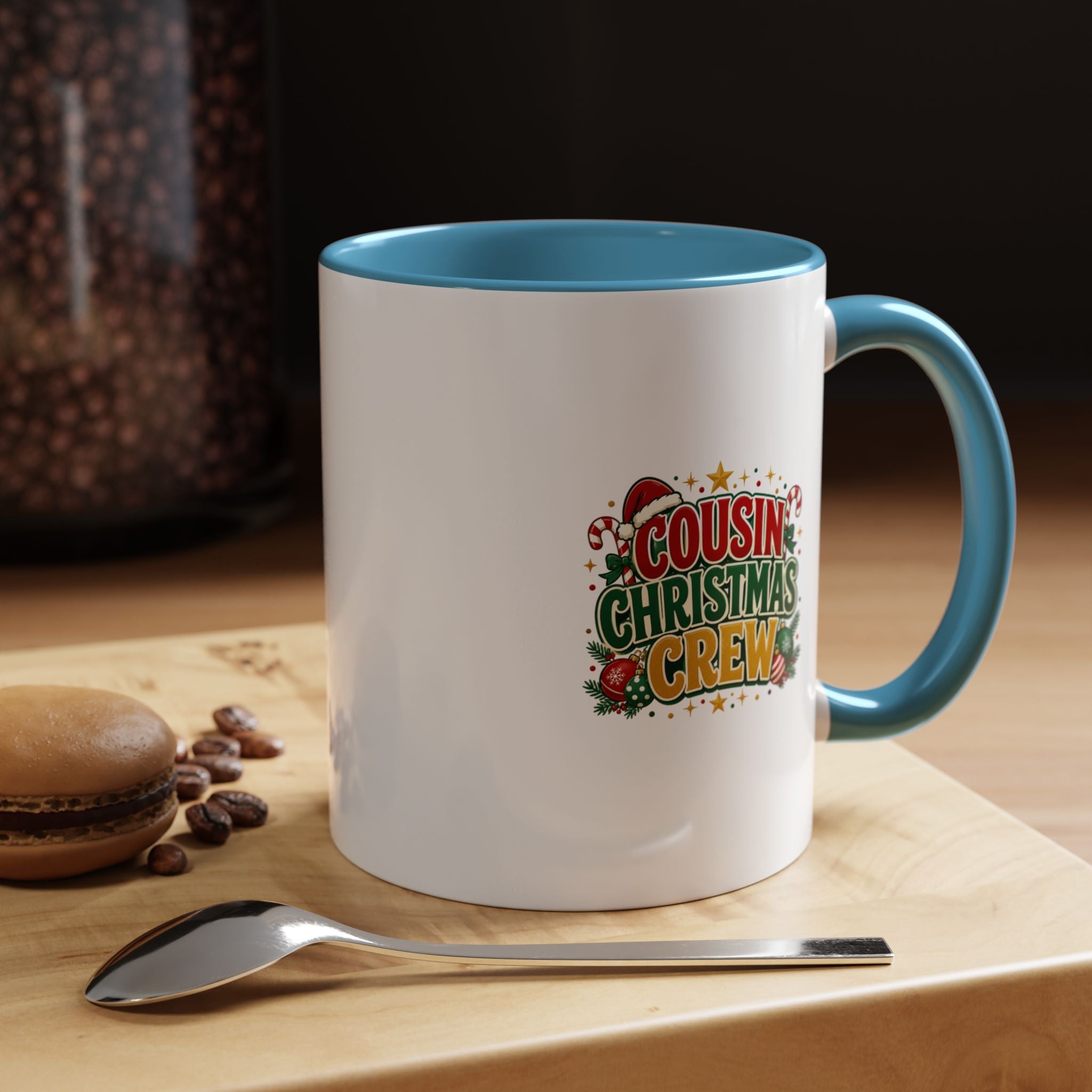 Cousin Christmas Crew Accent Coffee Mug — Holiday Family Christmas Coffee Cup