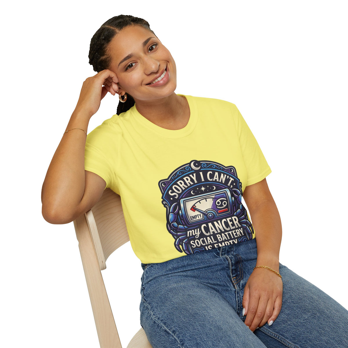 Cancer Support T-Shirt — "Sorry I Can't, My Cancer Social Battery Is Empty"