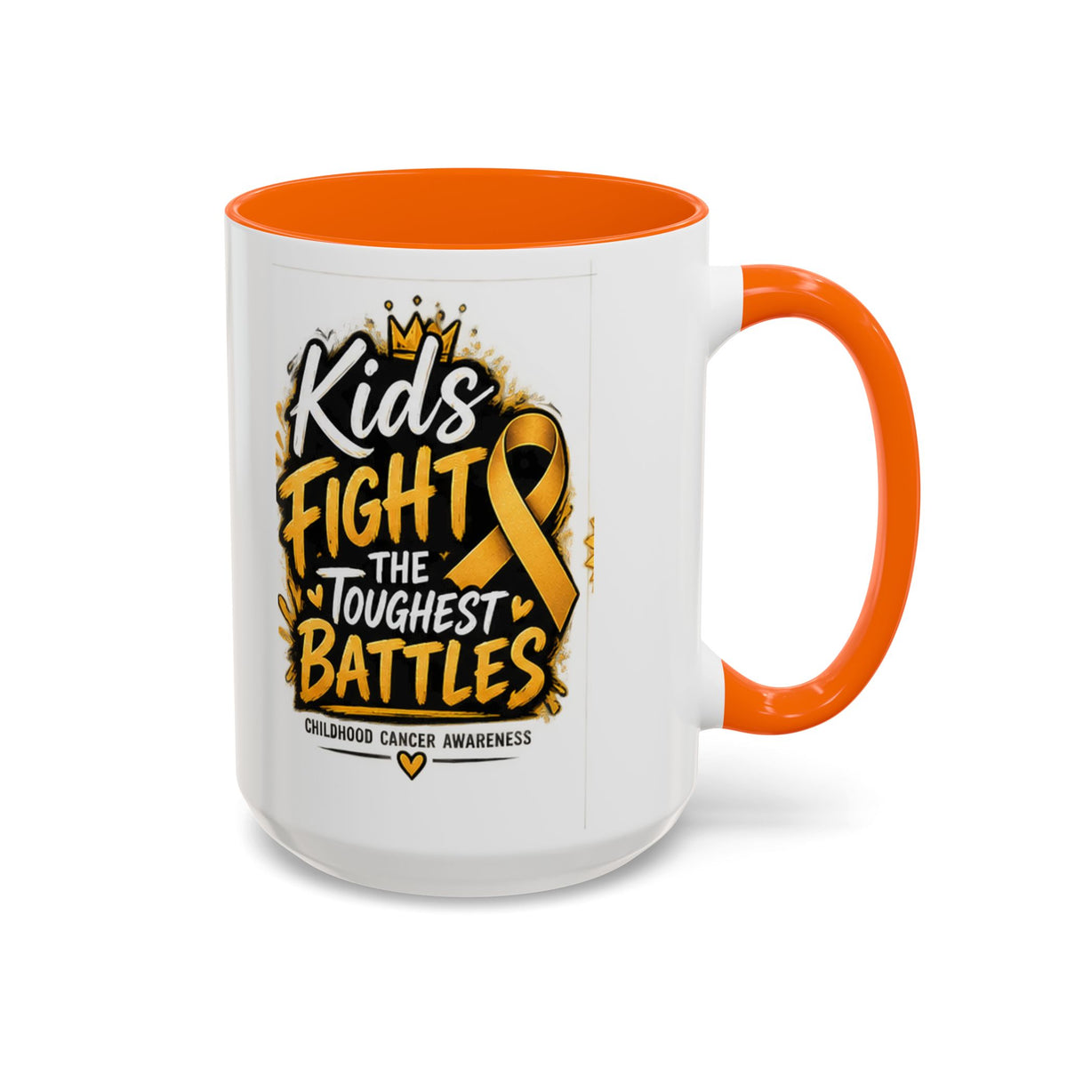 Kids Fight The Toughest Battles Accent Coffee Mug — Childhood Cancer Awareness 11/15oz