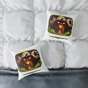Halloween Pumpkin Doorway Square Pillow — Spooky Haunted House Decorative Throw Pillow