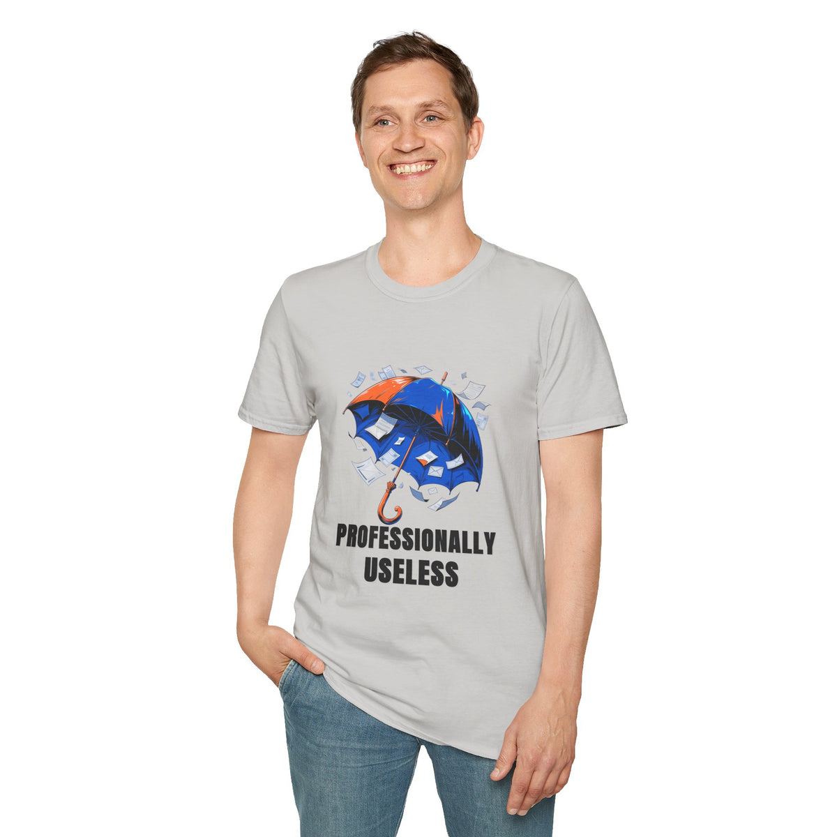 Professionally Useless T-Shirt — Illustrated Umbrella Graphic - Trending Now - August 2026