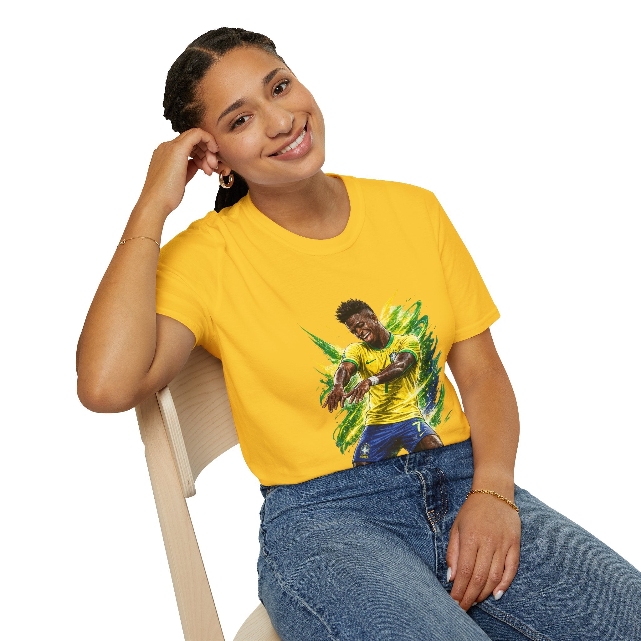 Brazil  Soccer Celebration T-Shirt — Brazilian Football Player Artwork
