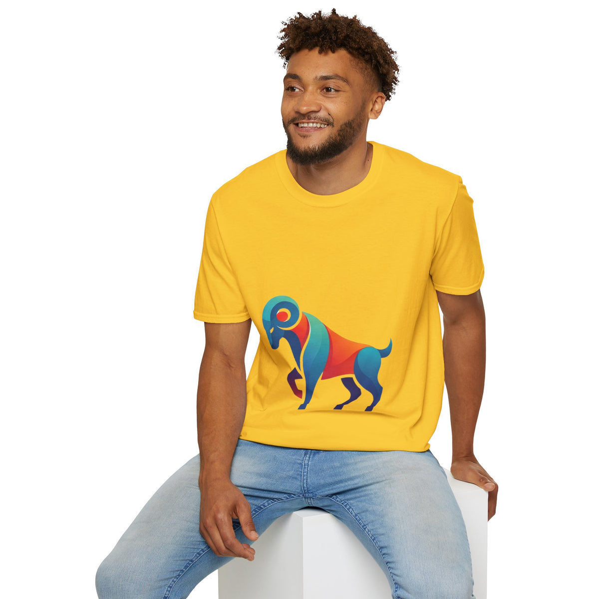 Aries Zodiac  Colorful Ram T-Shirt — Abstract Multicolor Aries Graphic Tee