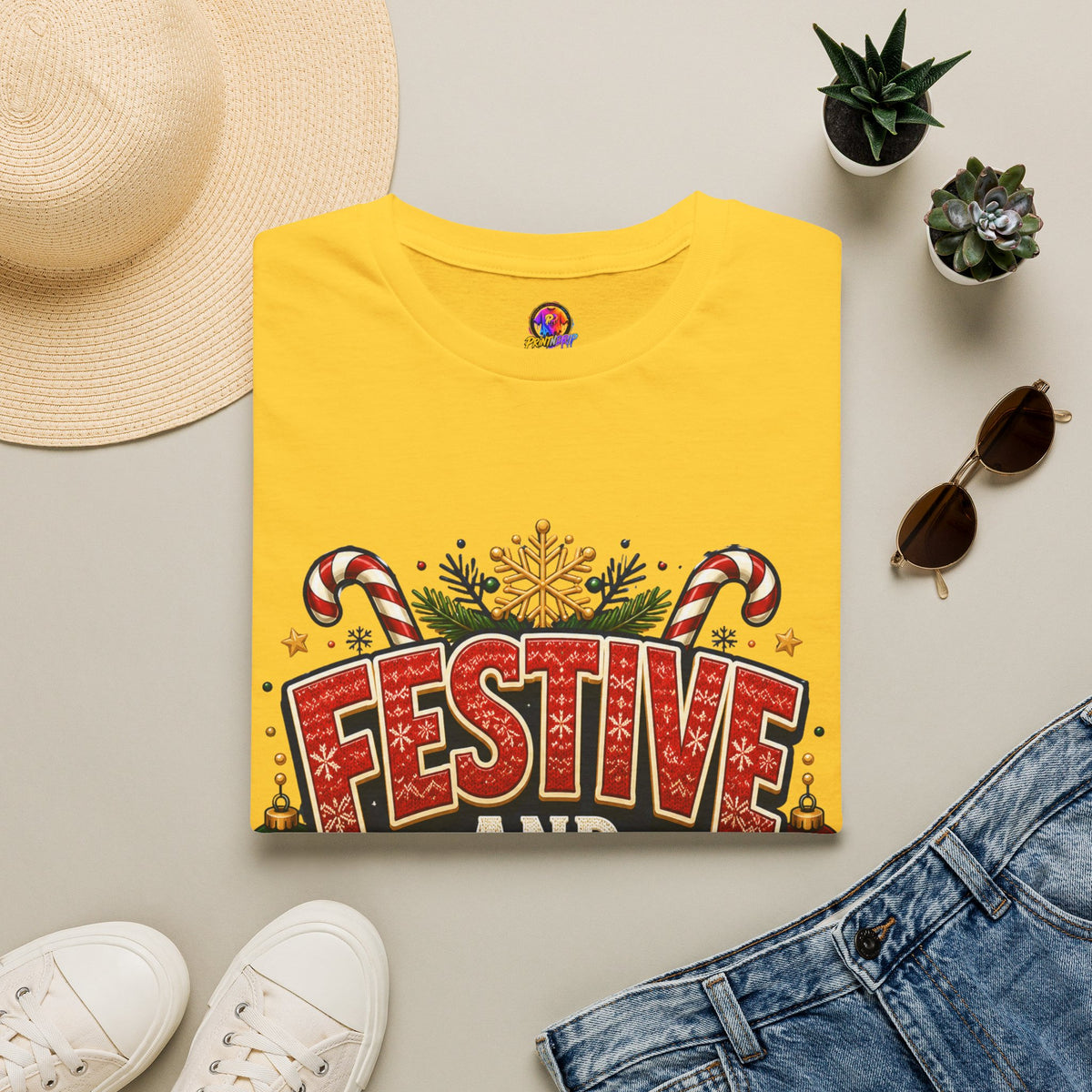 Festive and Loud Holiday T-Shirt — Christmas Candy Cane Graphic Tee