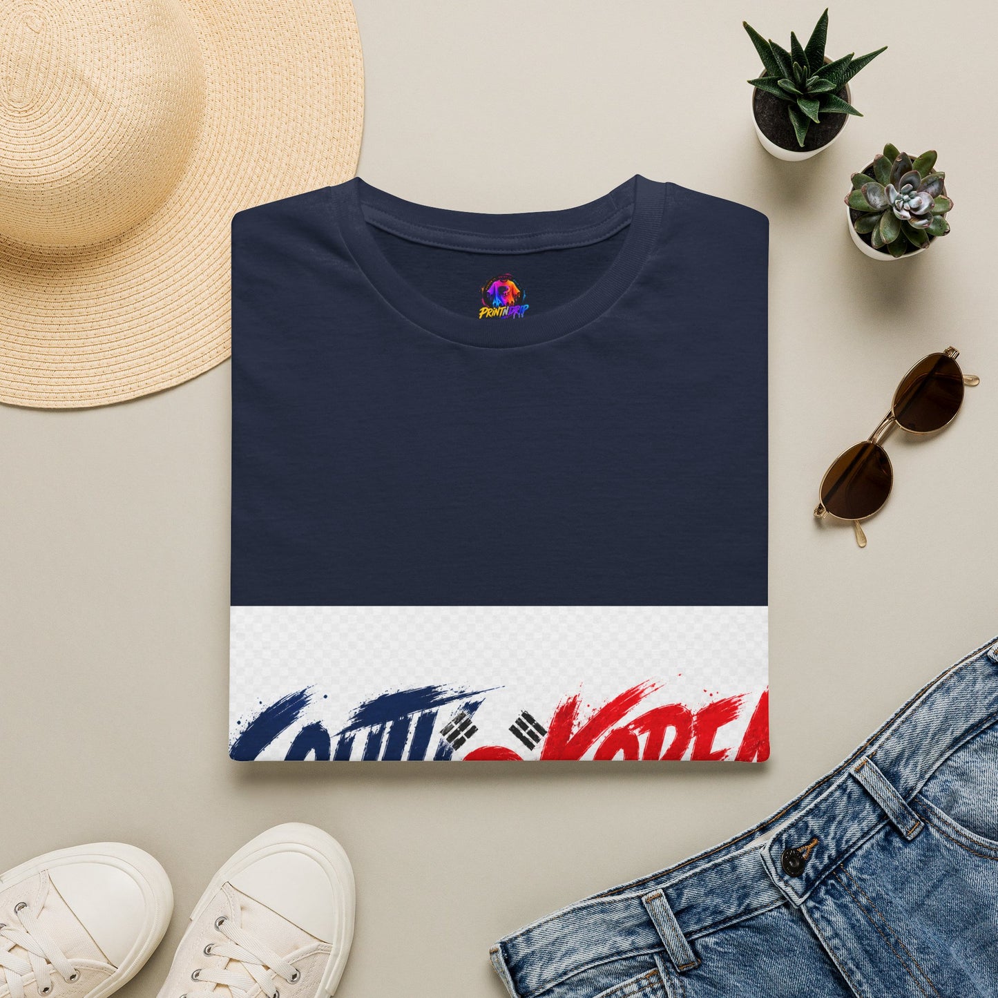 South Korea Flag Brushstroke T-Shirt — Patriotic Korean Travel Tee