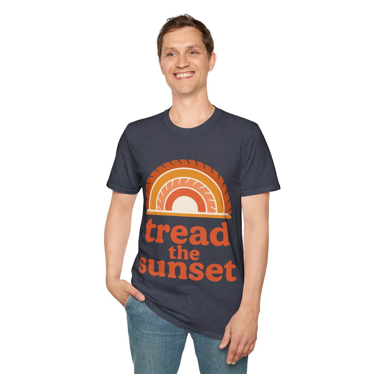 Tread The Sunset Boho Rainbow T-Shirt, Retro Wanderlust Hiking Outdoor Graphic Tee - Trending Now - September 2026