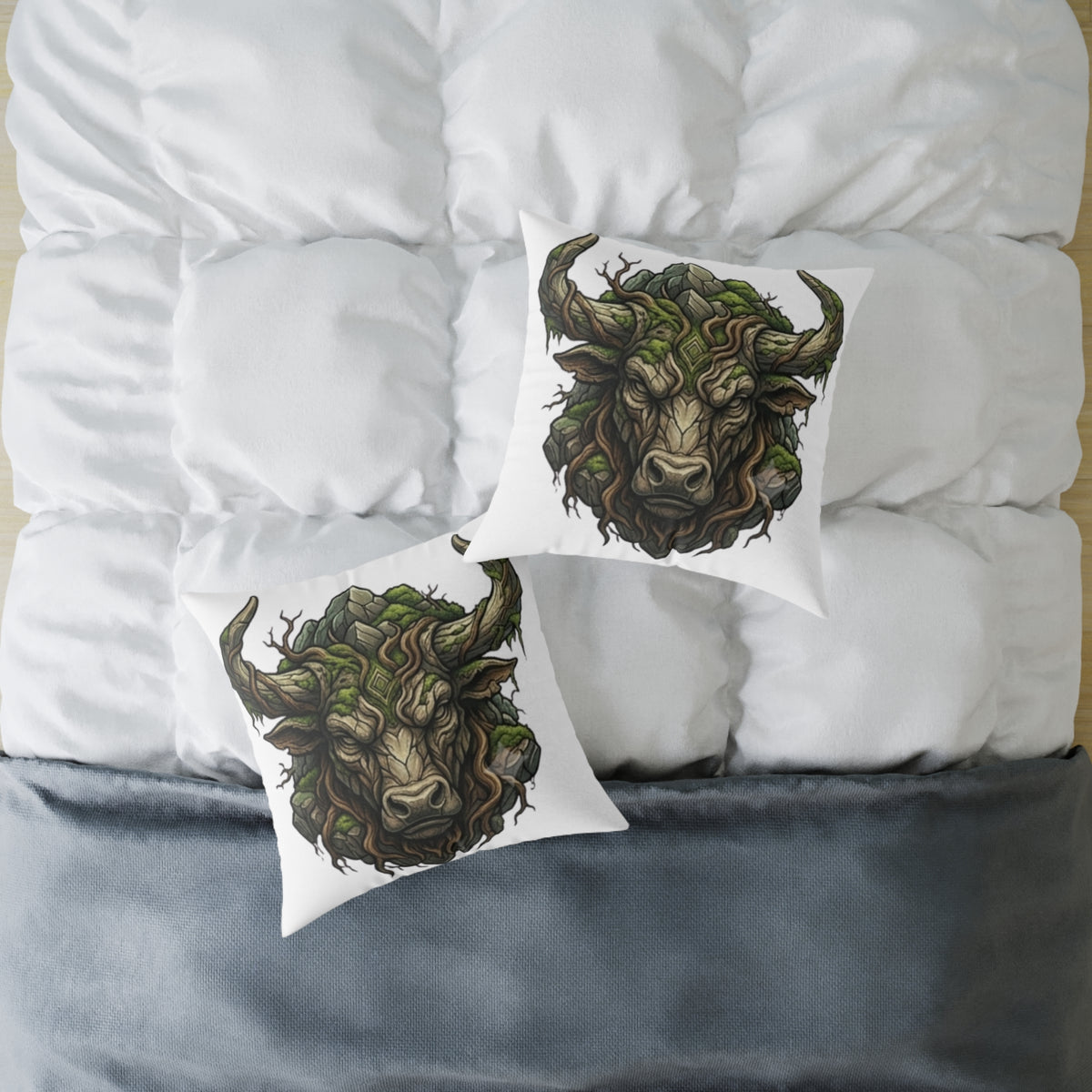 Astrological Bull Head Taurus Square Poly Canvas Pillow